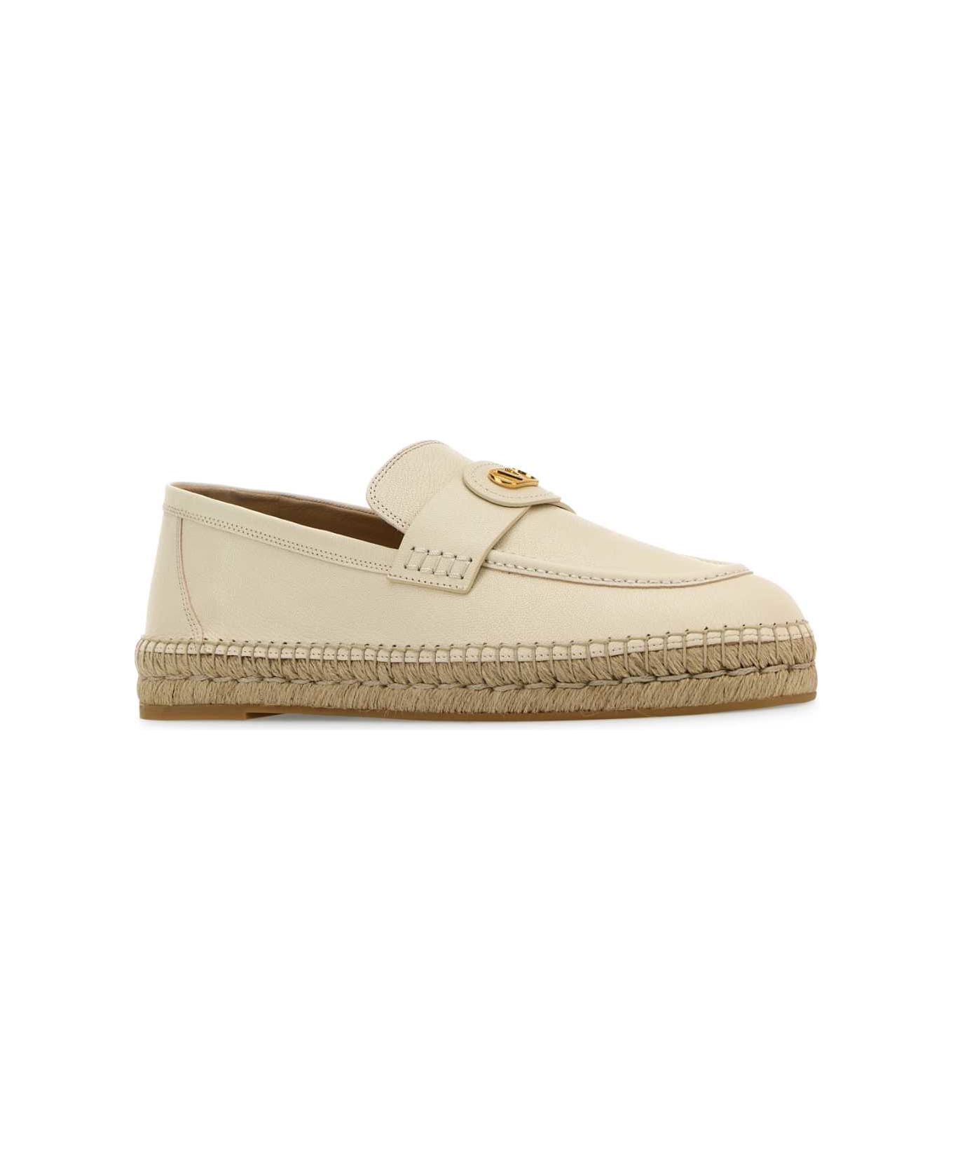 Valentino Garavani Ivory Leather Vlogo Espadrilles - IVORY