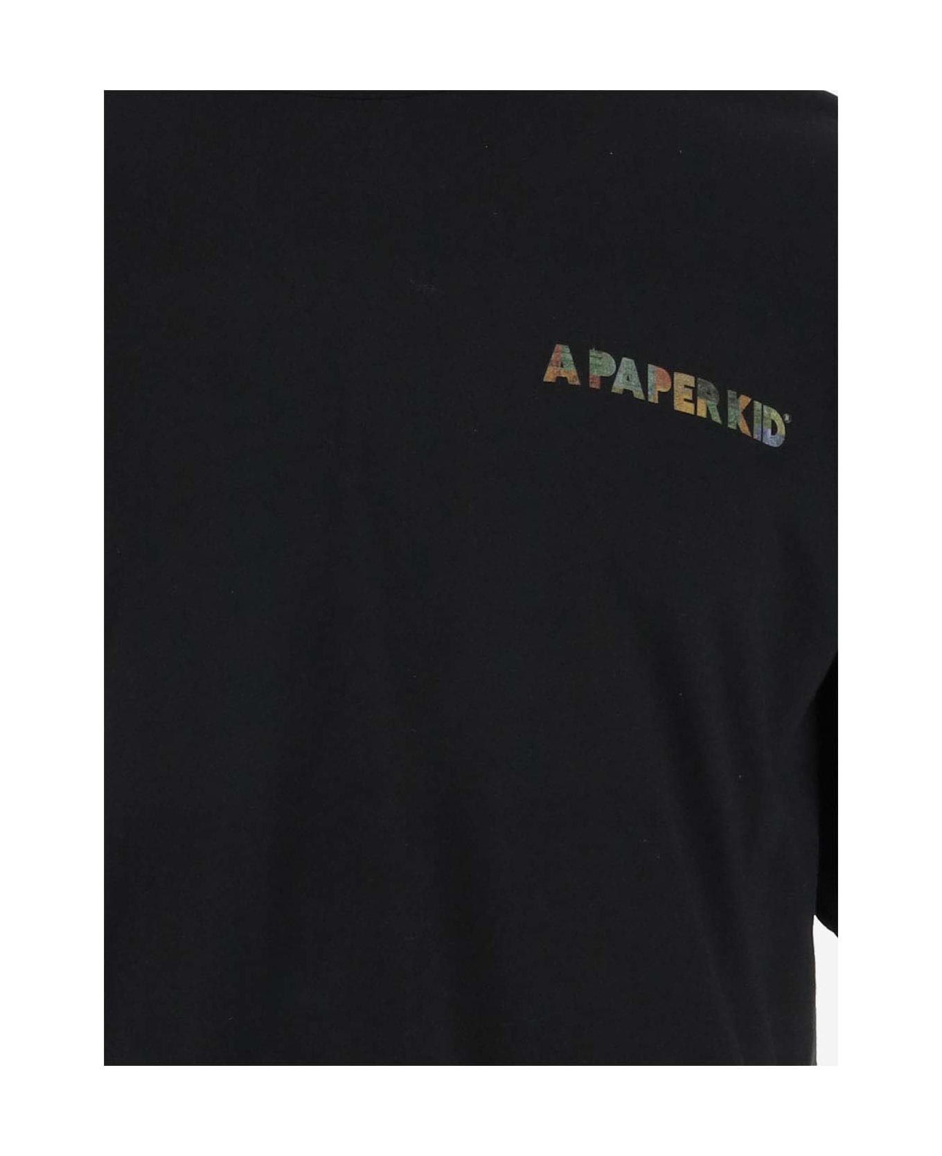 A Paper Kid Cotton T-shirt With Logo - Black シャツ