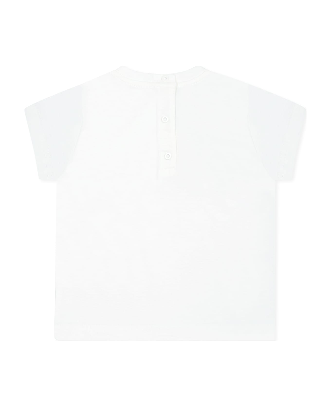 Fendi White T-shirt For Baby Girl With Logo - Ivory