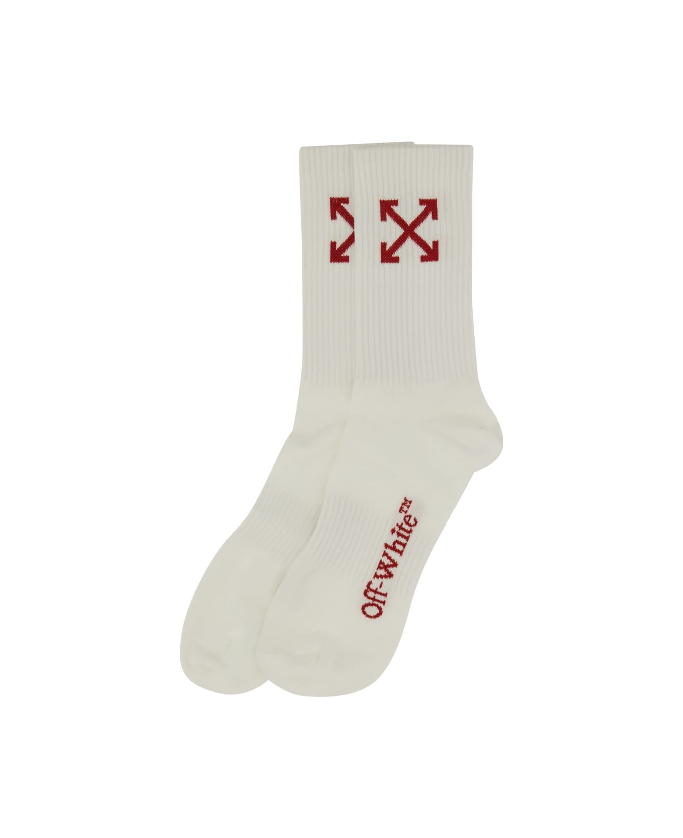 Off-White Medium Socks With "arrow" Pattern - WHITE