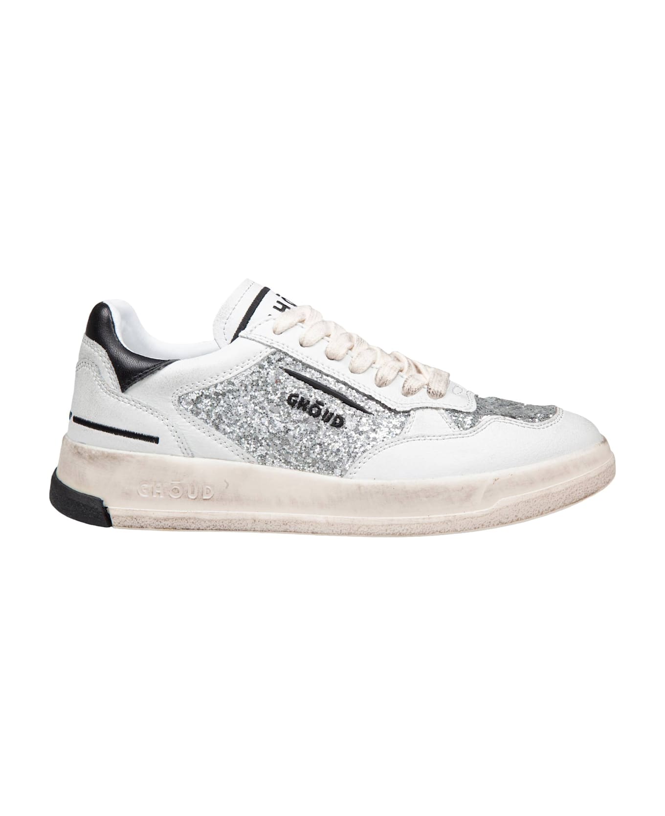 GHOUD Sneakers Tweener Low In Glitter Color Grey/gold - WHITE/SILVER