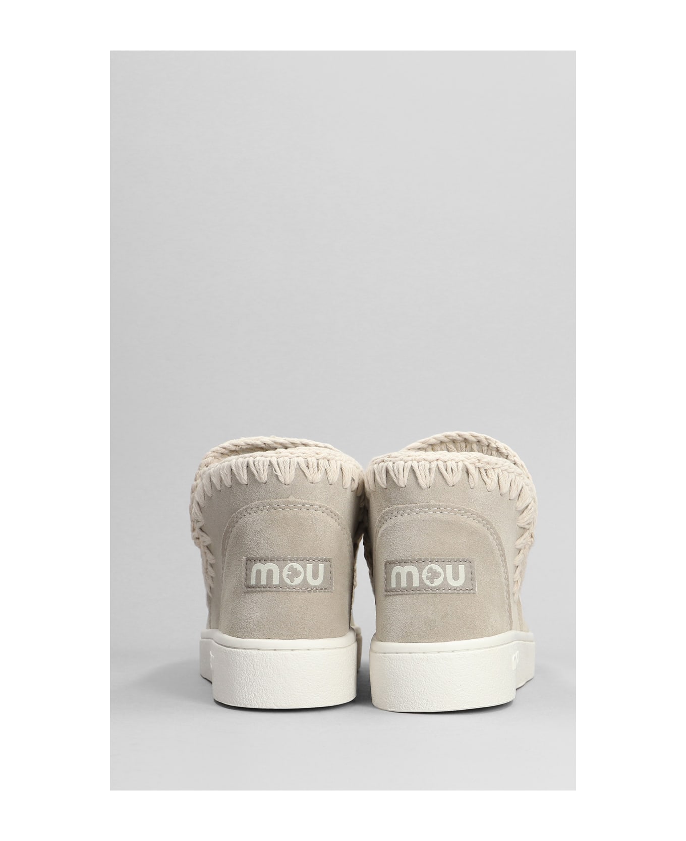 Mou Eskimo Sneaker Low Heels Ankle Boots In Beige Suede - beige