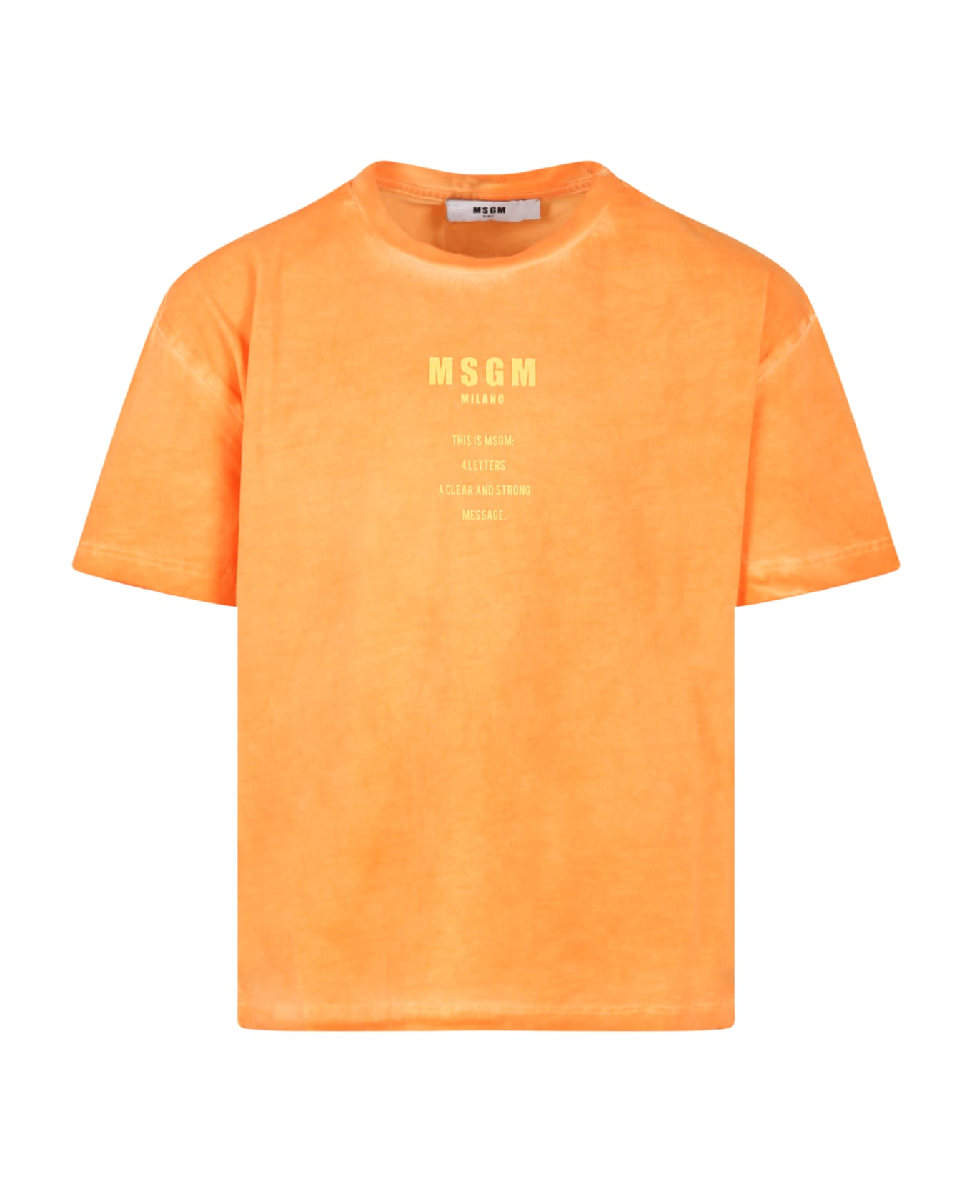 MSGM Orange T-shirt For Kids With White Logo - Orange