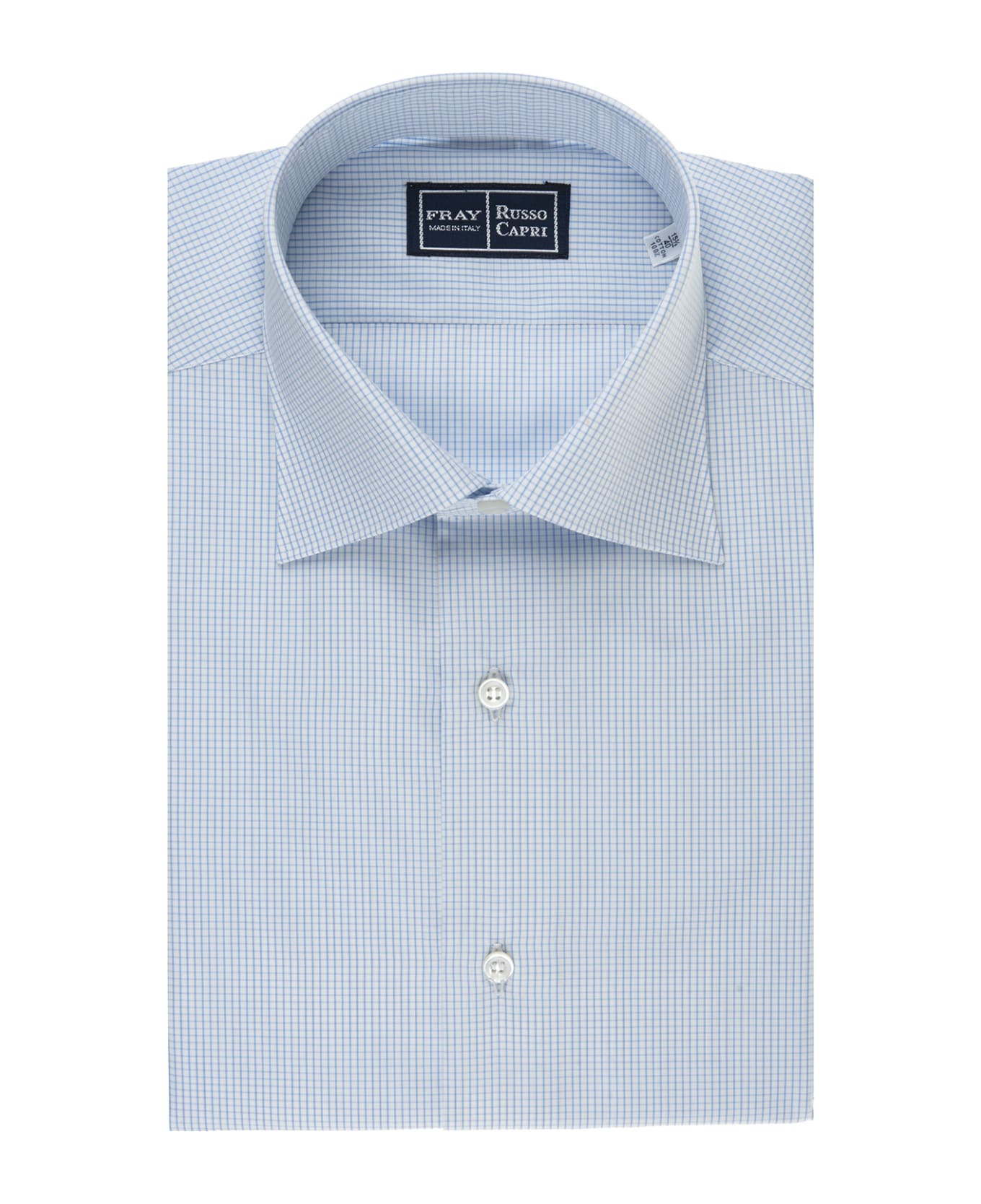 Fray Regular Fit Shirt With Light Blue Micro Checks - Blue