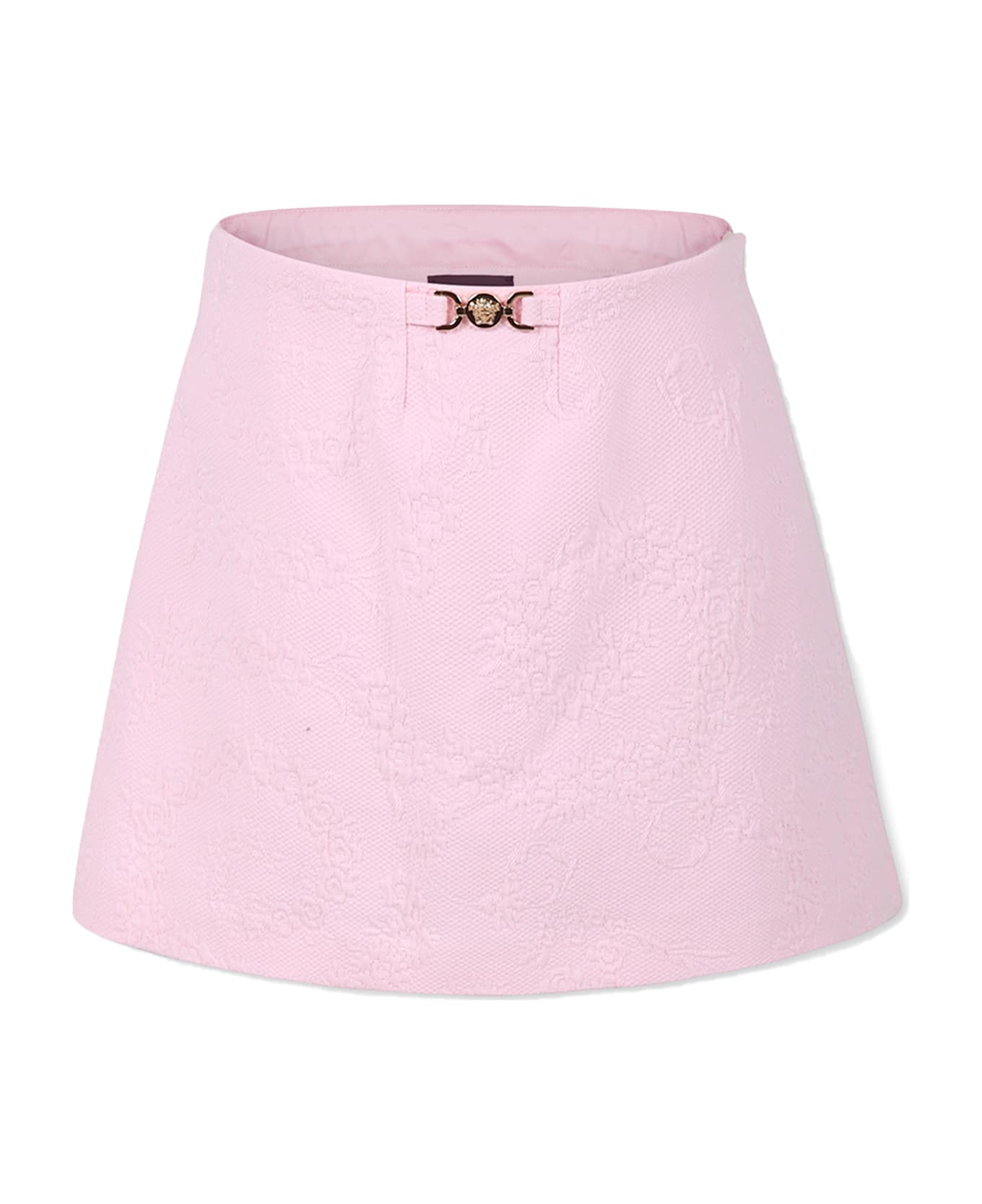 Versace Pink Shorts For Girl With Floral Swirl - Pink
