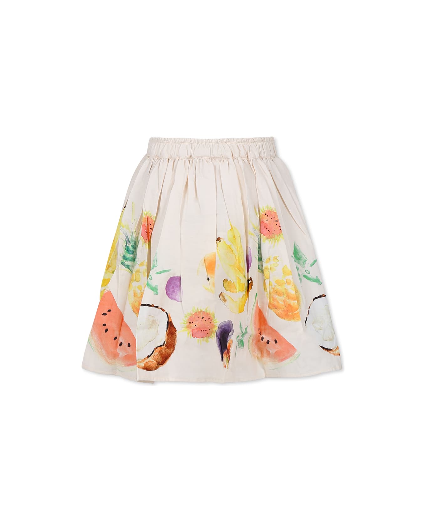Molo Beige Skirt For Girl With Fruits - Beige