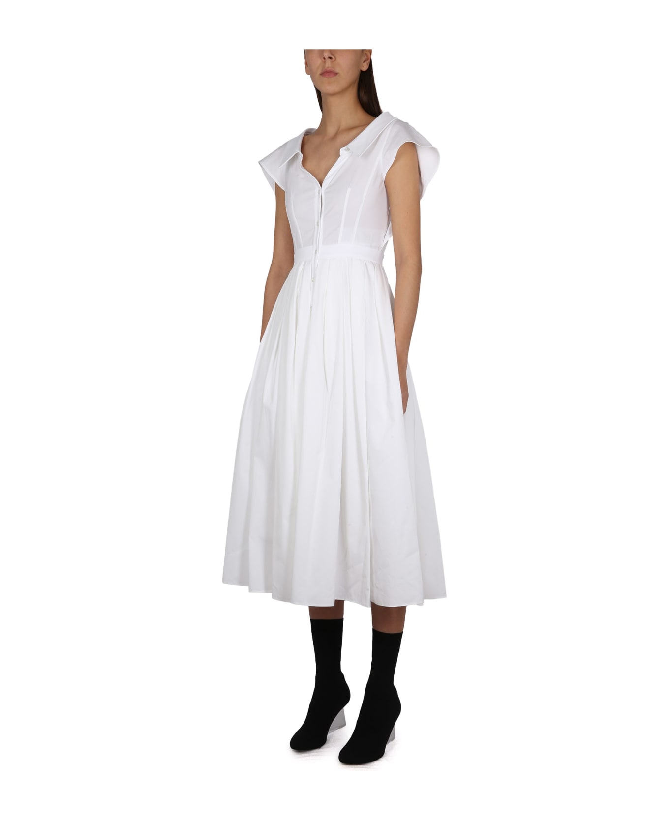 Alexander McQueen Wide Neck Long Dress - Bianco ワンピース＆ドレス