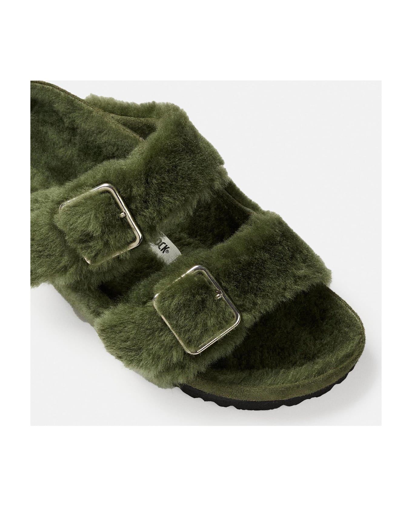 Birkenstock Women
s Arizona Shearling Big Buckle Green Sandals - Birkenstock 1774 - Green