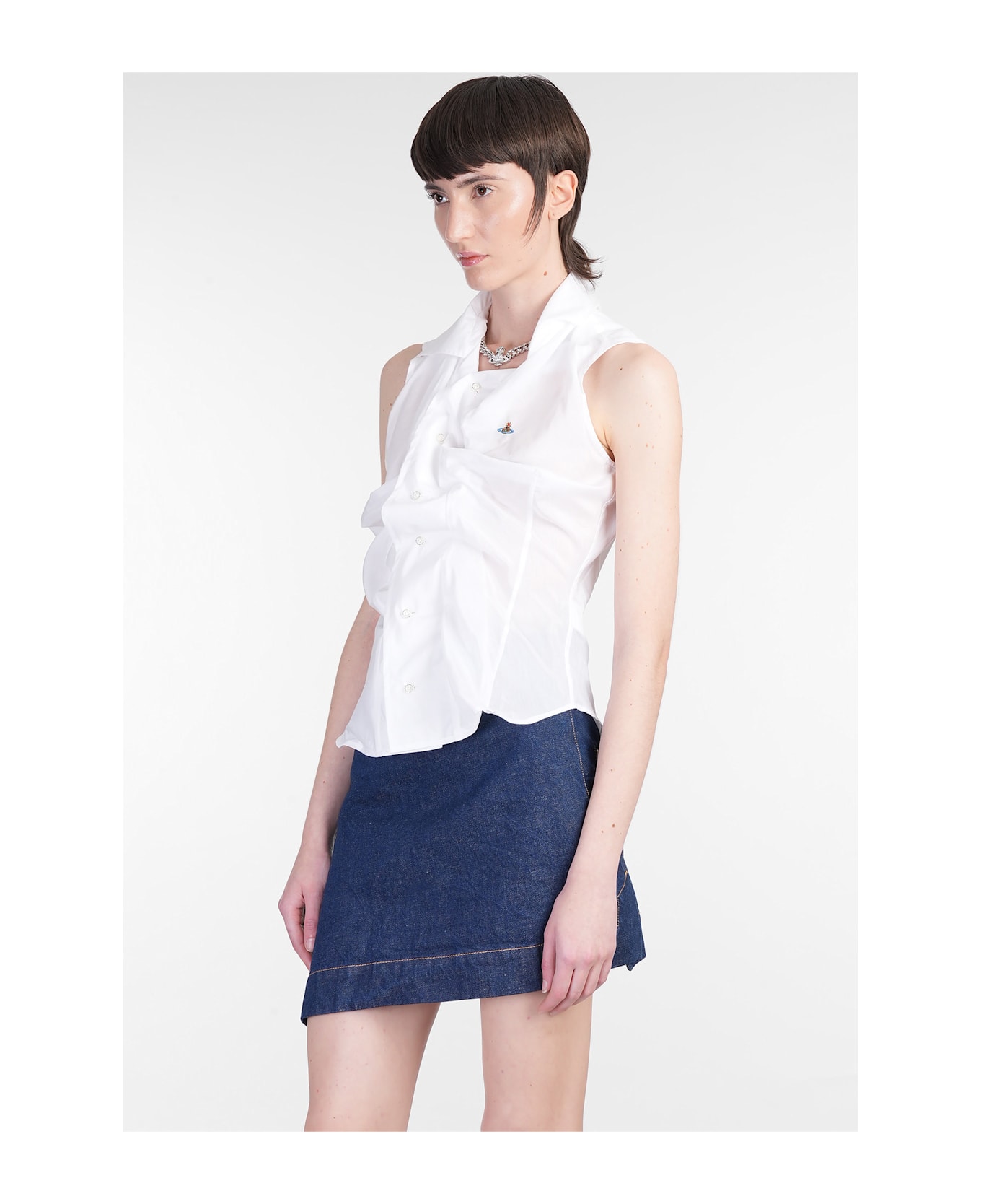 Vivienne Westwood Ss Drunken Shirt In White Cotton - white