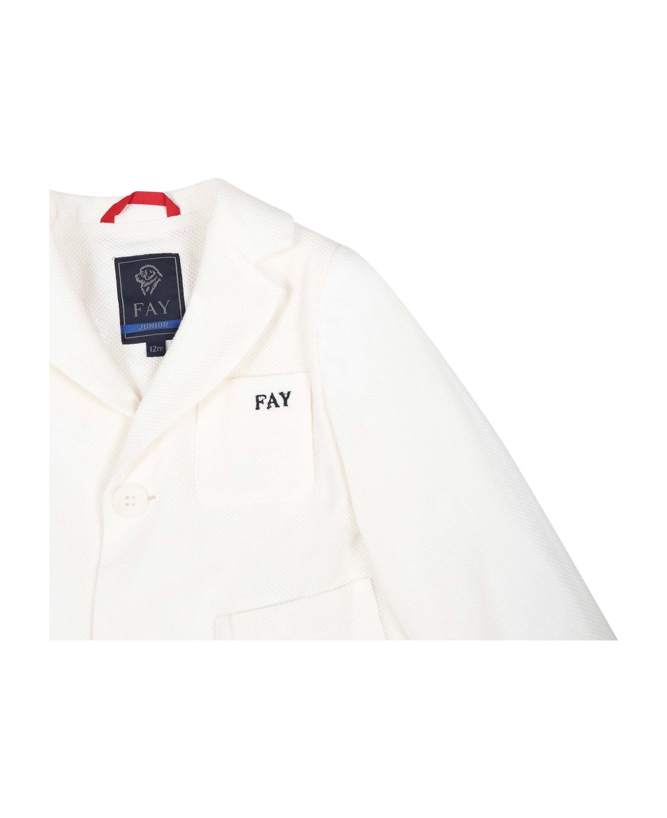Fay Ivory Suit For Baby Boy With Logo - Ivory