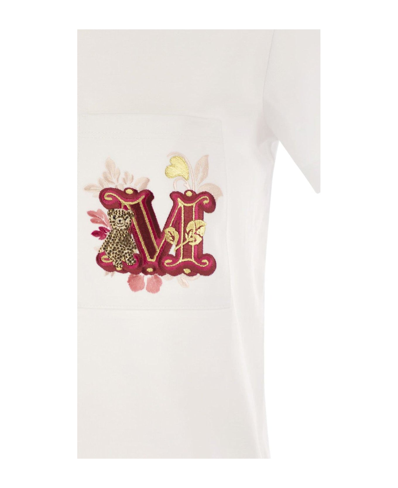 Max Mara Logo Embellished Crewneck T-shirt - Bianco