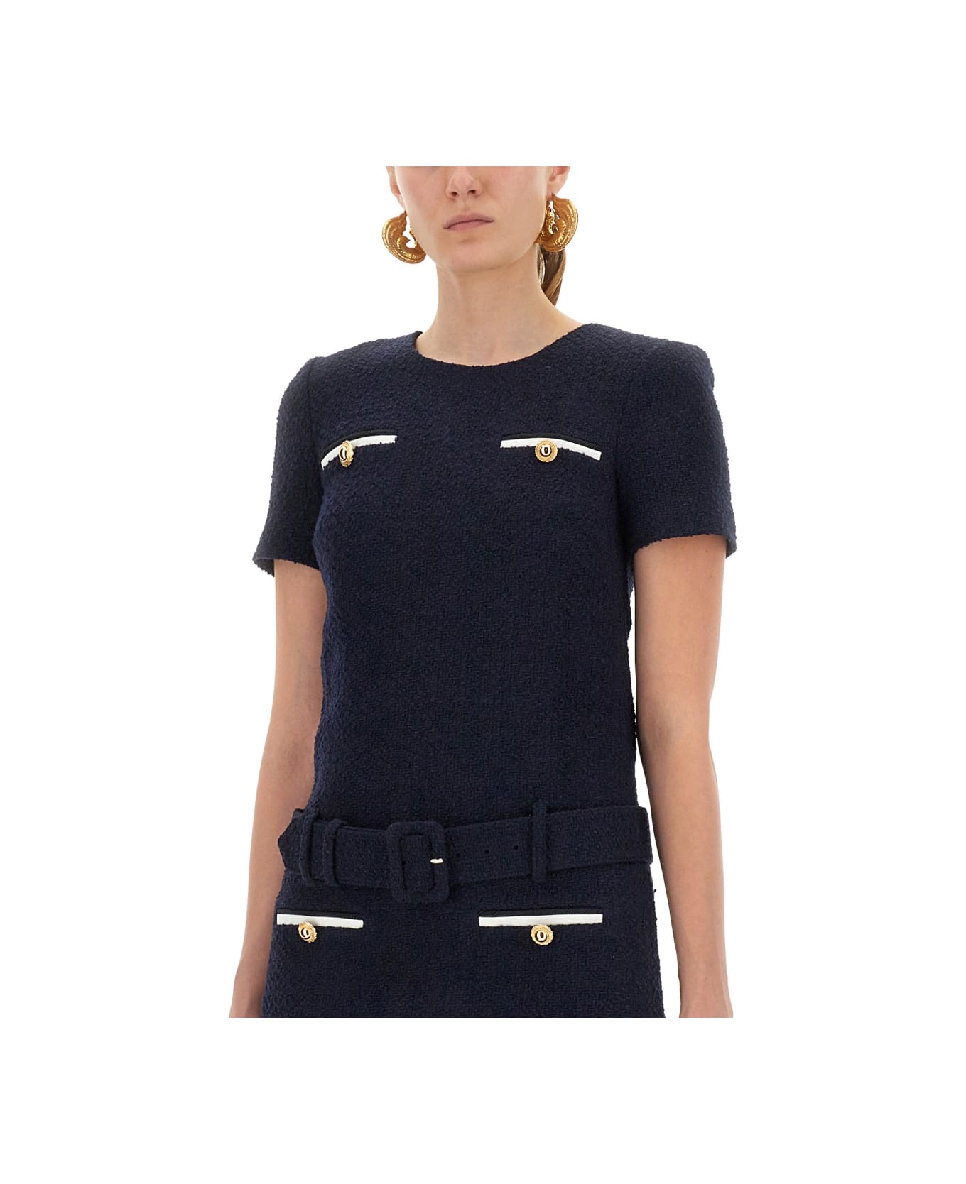 self-portrait Mini Boucle Dress - BLUE