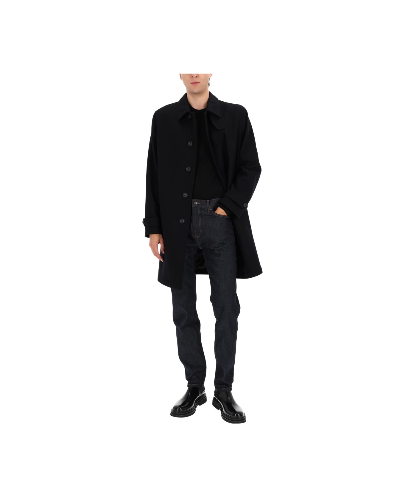 Hugo Boss Short Wool Coat - BLACK