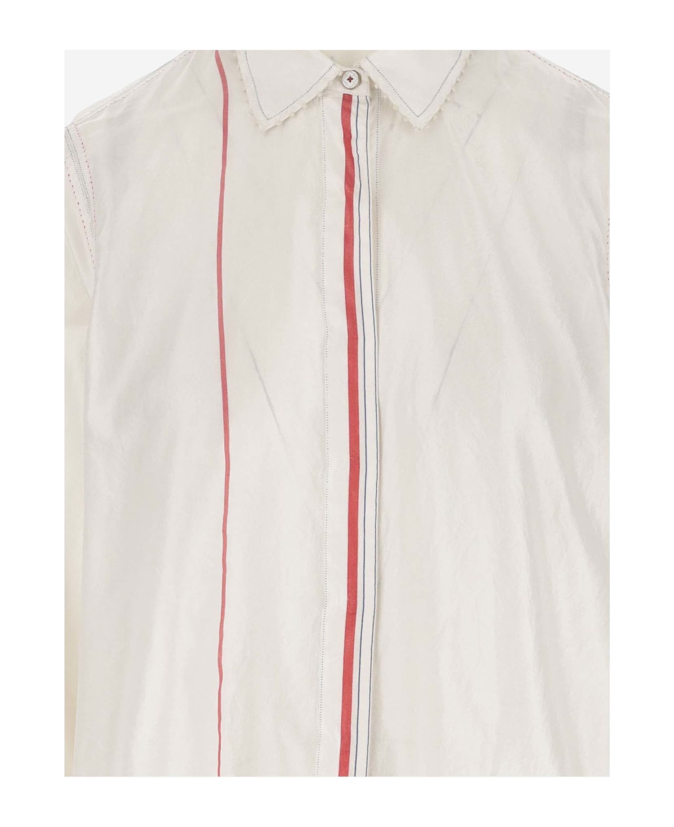Péro Silk Long Shirt - White