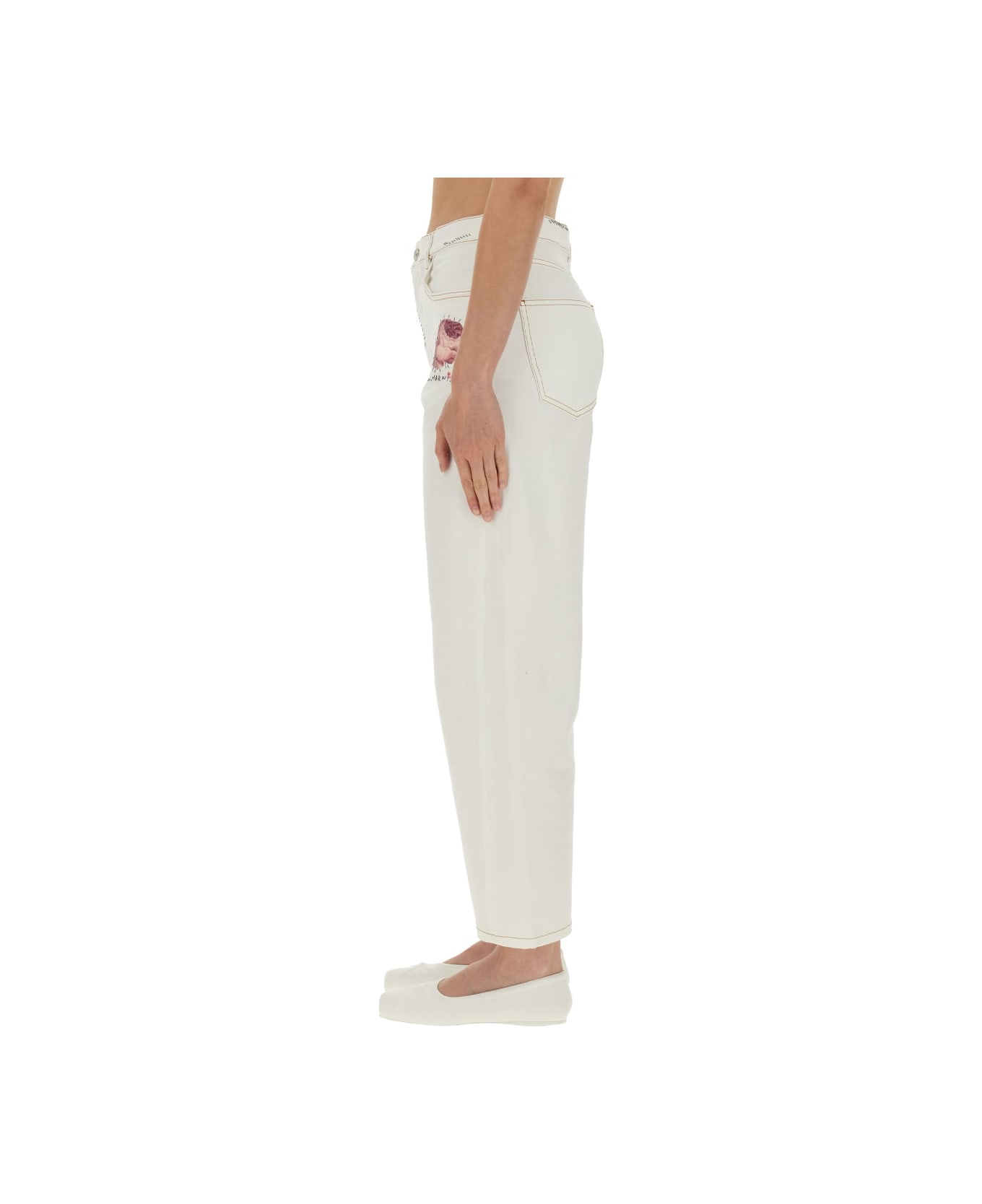 Marni Pants With Flower Appliqué - WHITE