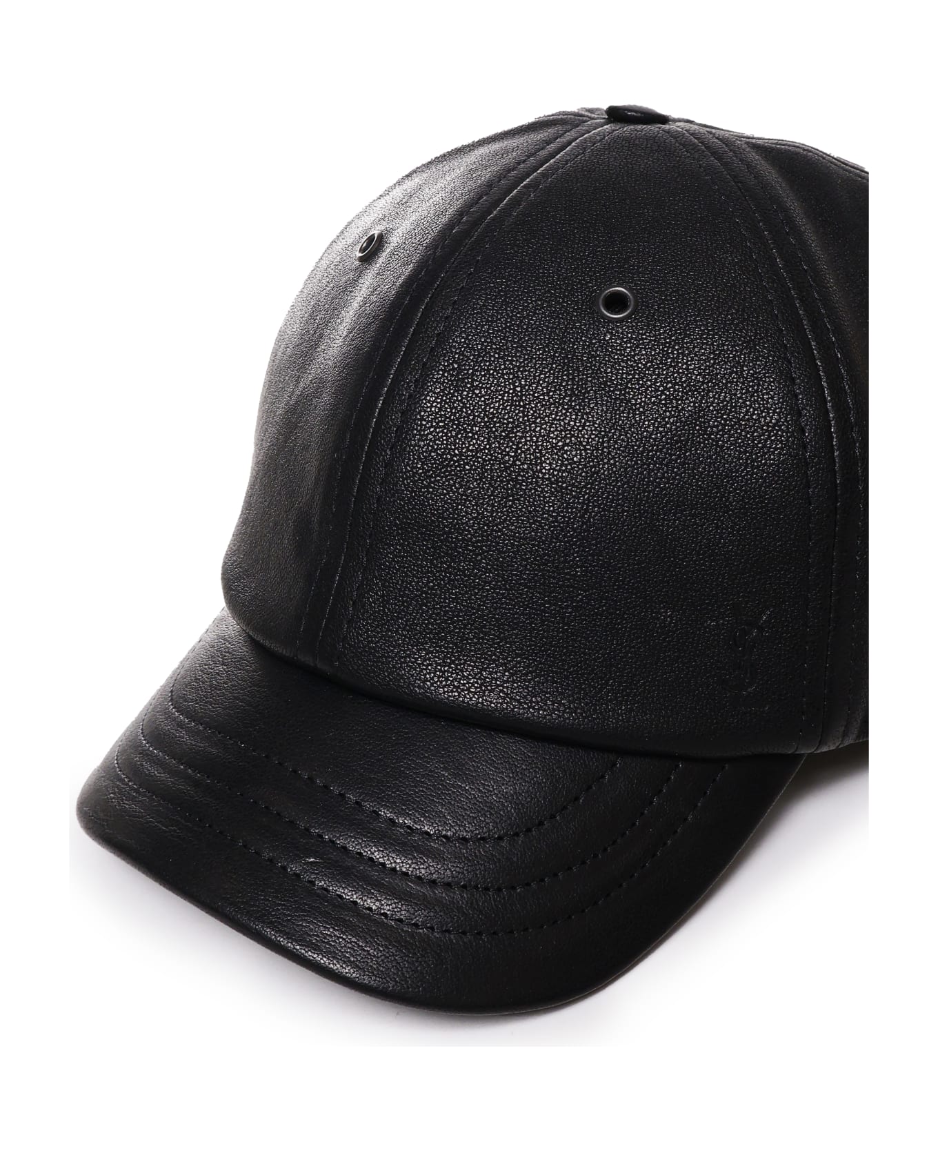 Saint Laurent Leather Cap - Black