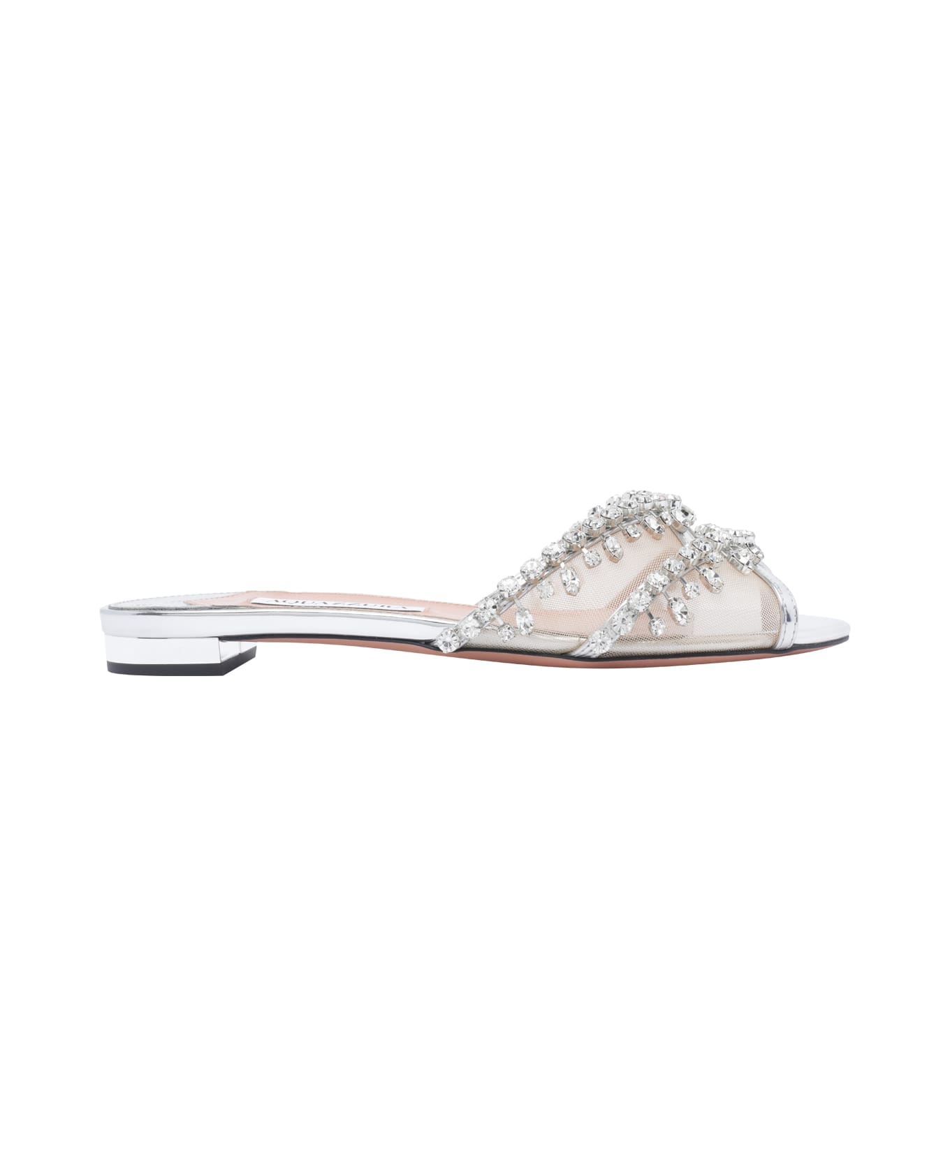 Aquazzura Temptation Crystal Slide Sandals - Silver