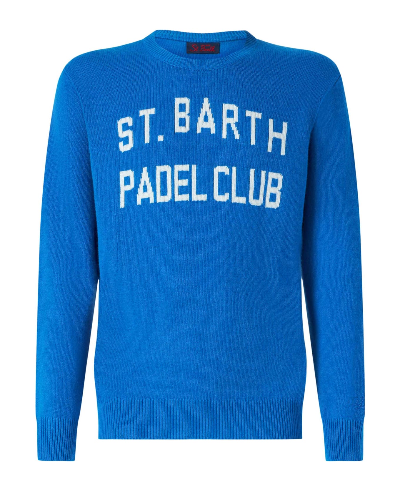 MC2 Saint Barth Man Sweater With St. Barth Padel Club Jacquard Print - BLUE