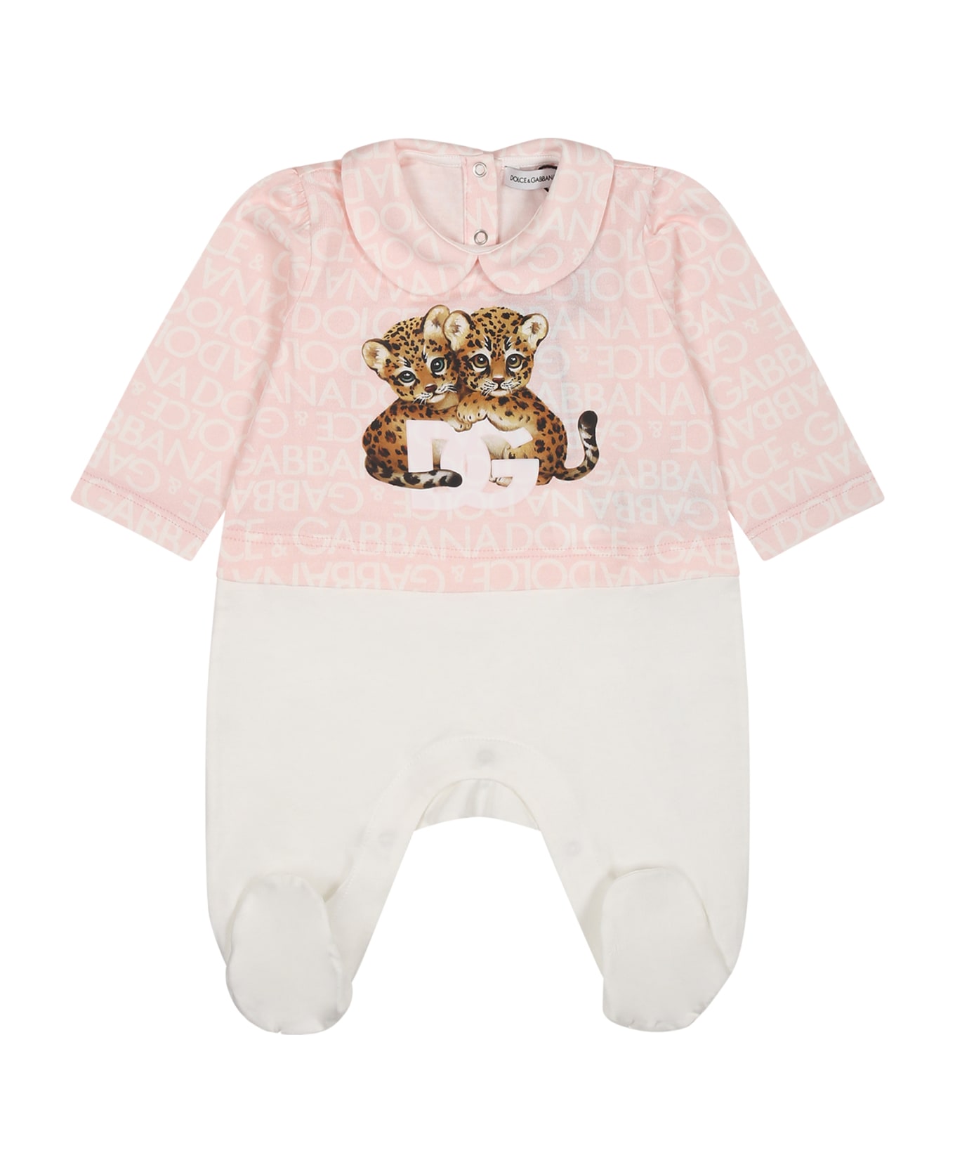 Dolce & Gabbana Pink Leggings For Baby Girl With Logo