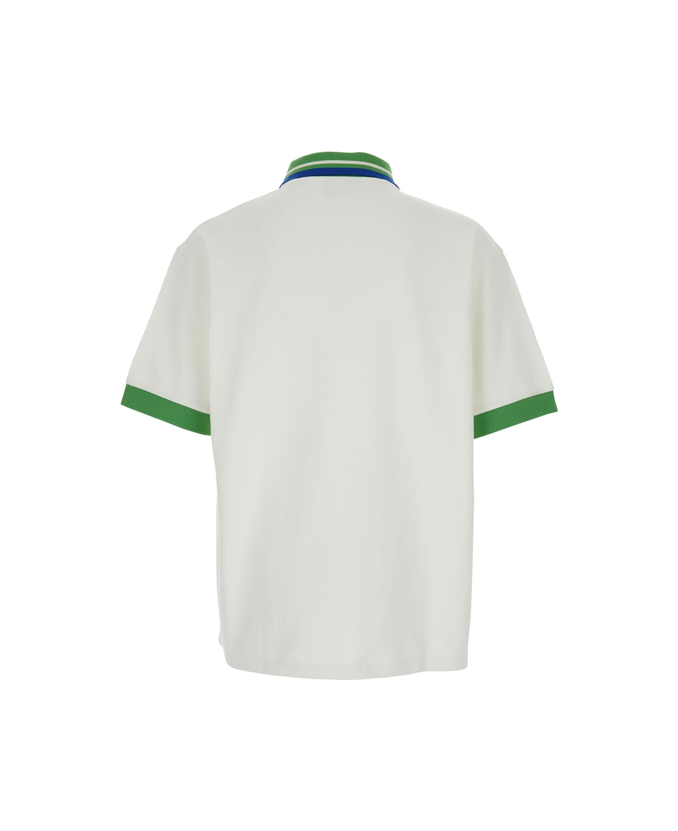 Drôle de Monsieur 
le Polo Piqué Tresse
 White Polo Shirt With Classic Collar And Logo Embroidery On The Front In Cotton Man - White