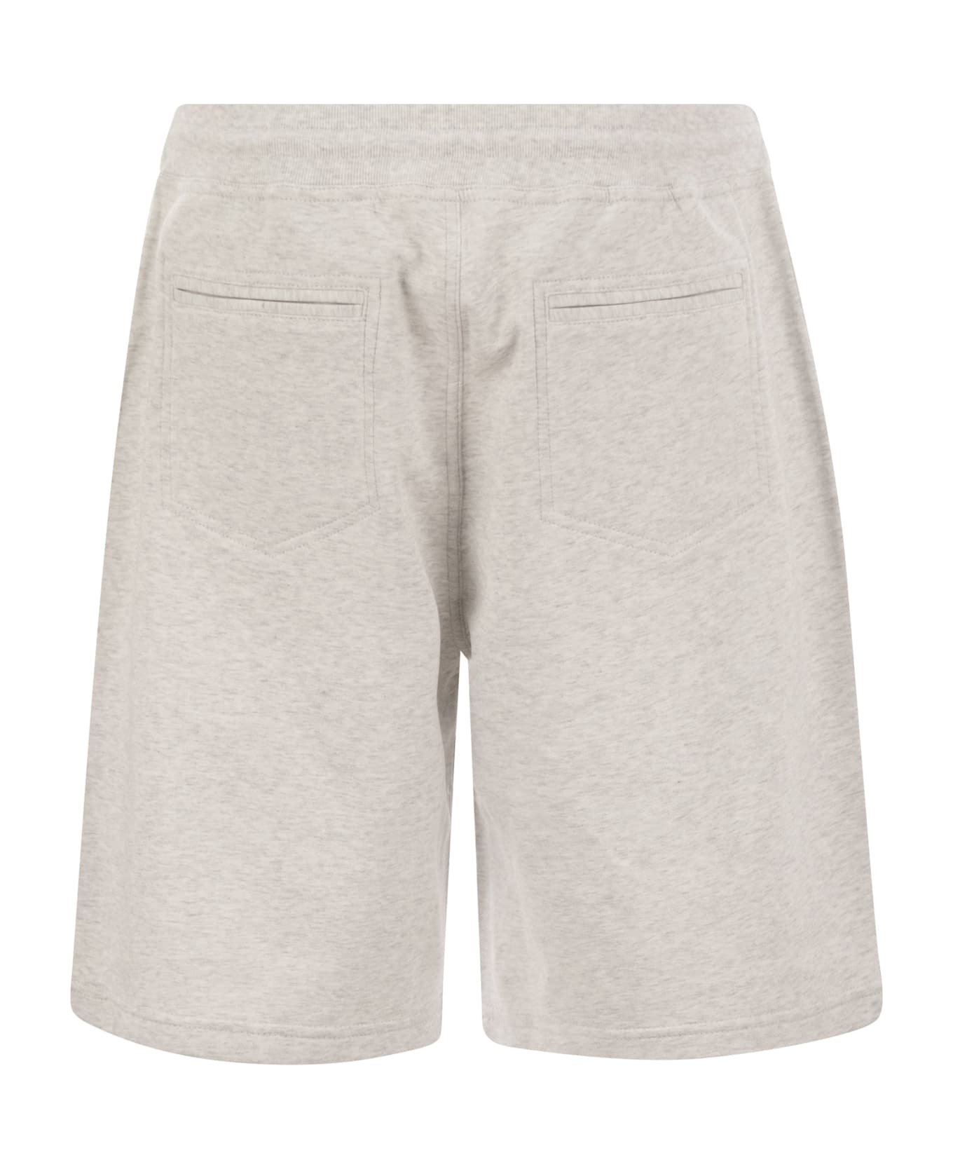 Brunello Cucinelli Bermuda Shorts In Techno Cotton Fleece With Piping - Pearl