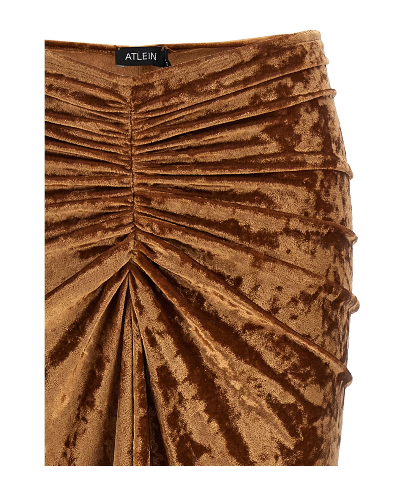 Atlein 'crushed Velvet' Long Skirt - Brown