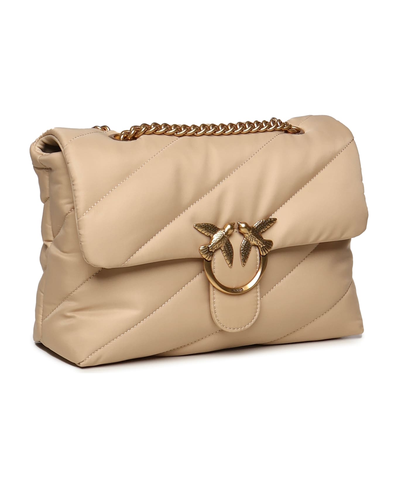 Pinko Love Bag Quilted Fabric Shoulder Bag - Beige