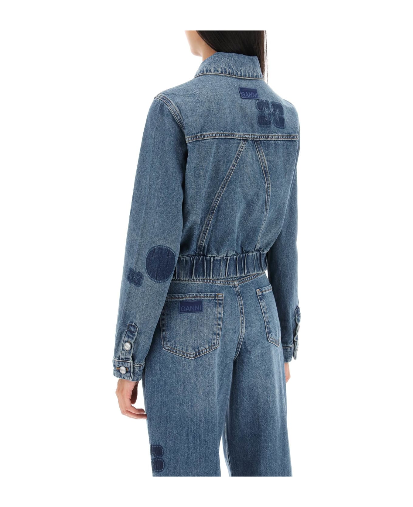 Ganni Blue Organic Cotton Bomber Jacket - TINT WASH (Light blue) ジャケット