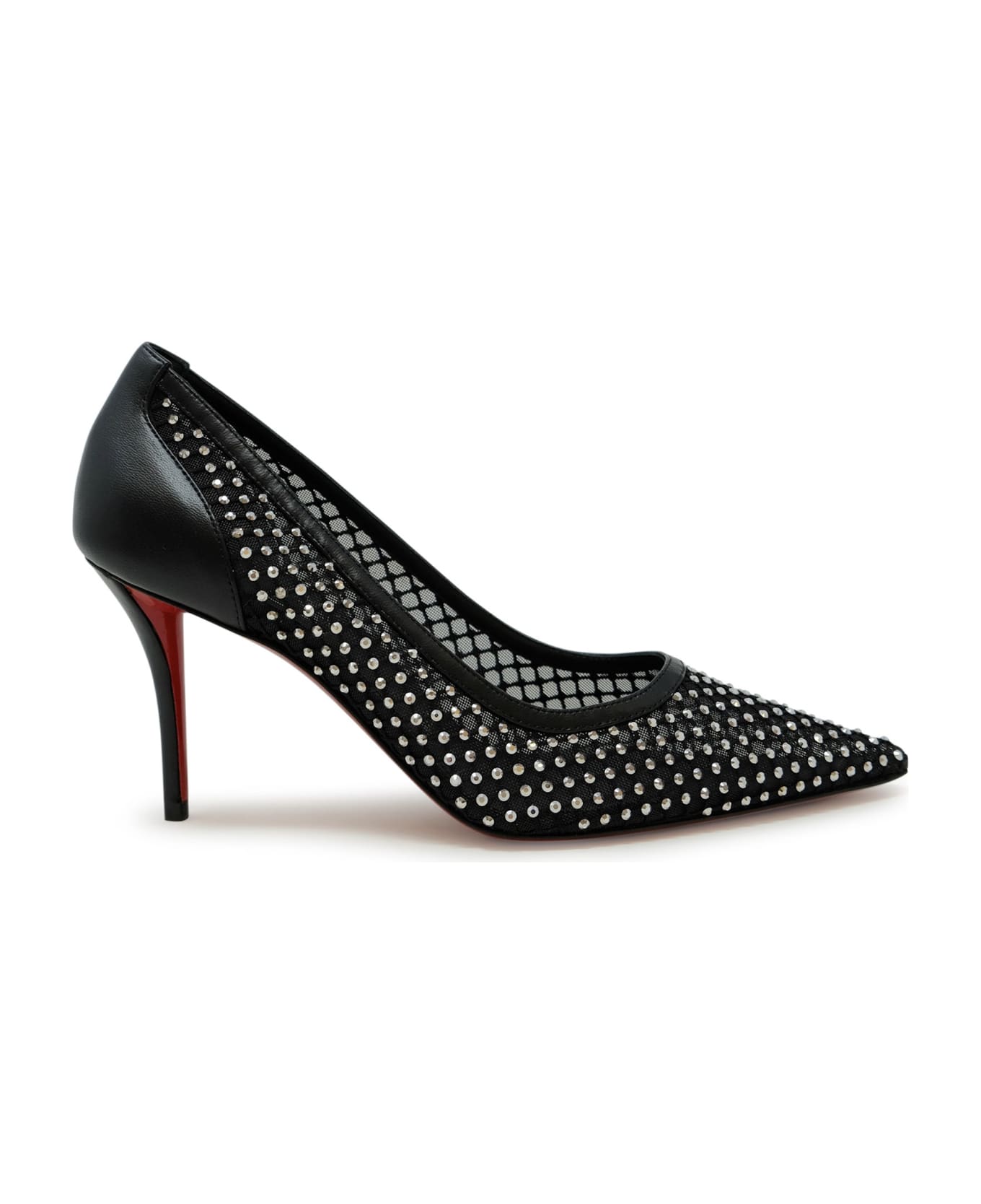 Christian Louboutin Black Strass Mesh Leather Apostropha 80 Pumps - BLACK
