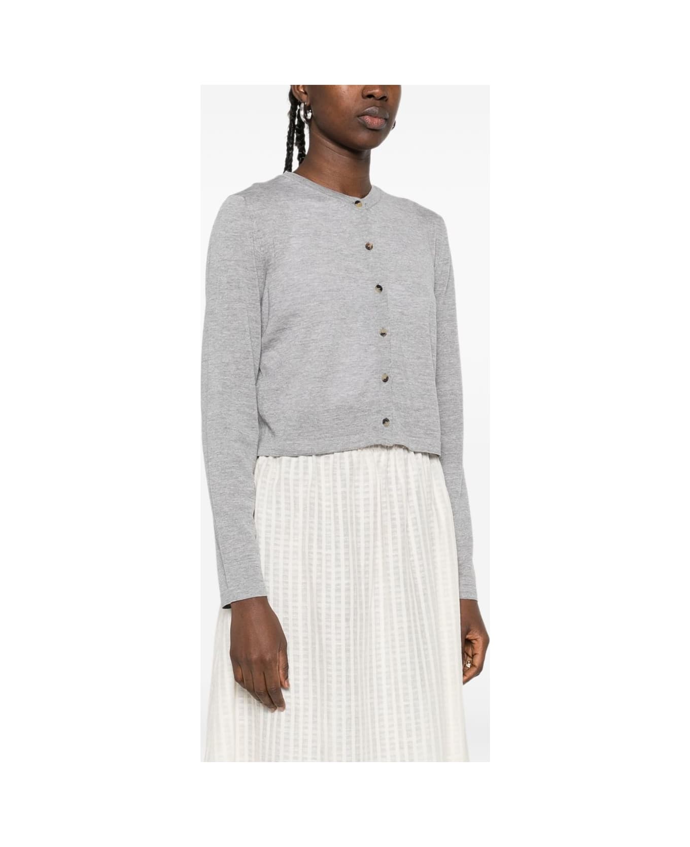 Khaite Brieta Wool Cardigan - Light Grey