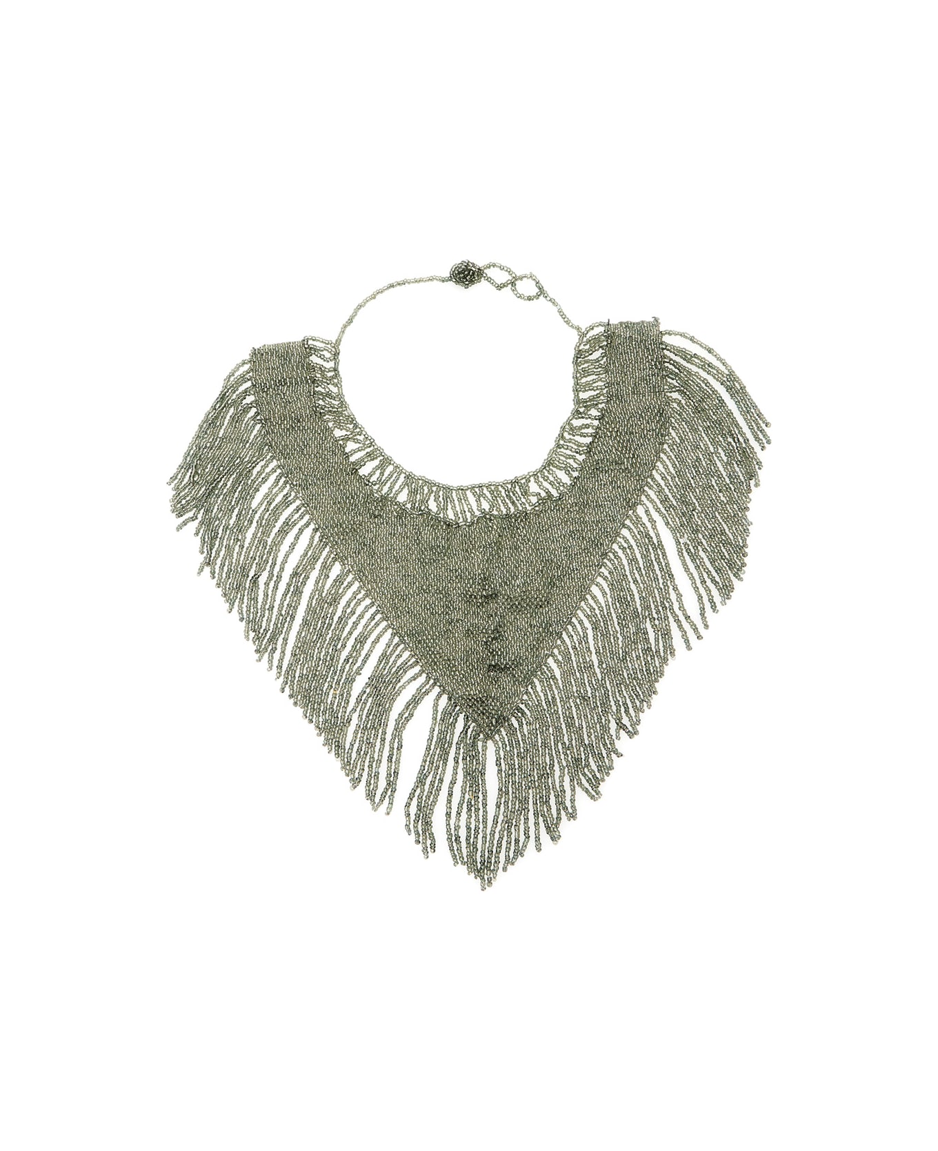 Tela Grey Necklace With Scarf Design Decorated With Beads In Mixed Glass And Metal Woman - Grey