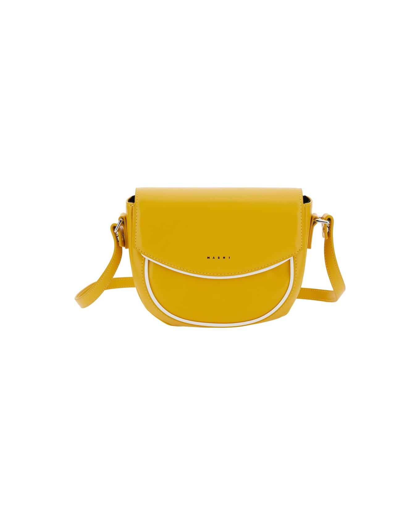 Marni 'smile Bag' Yellow Shoulder Bag With Engraved Logo On The Front In Eco-leather Girl - Yellow