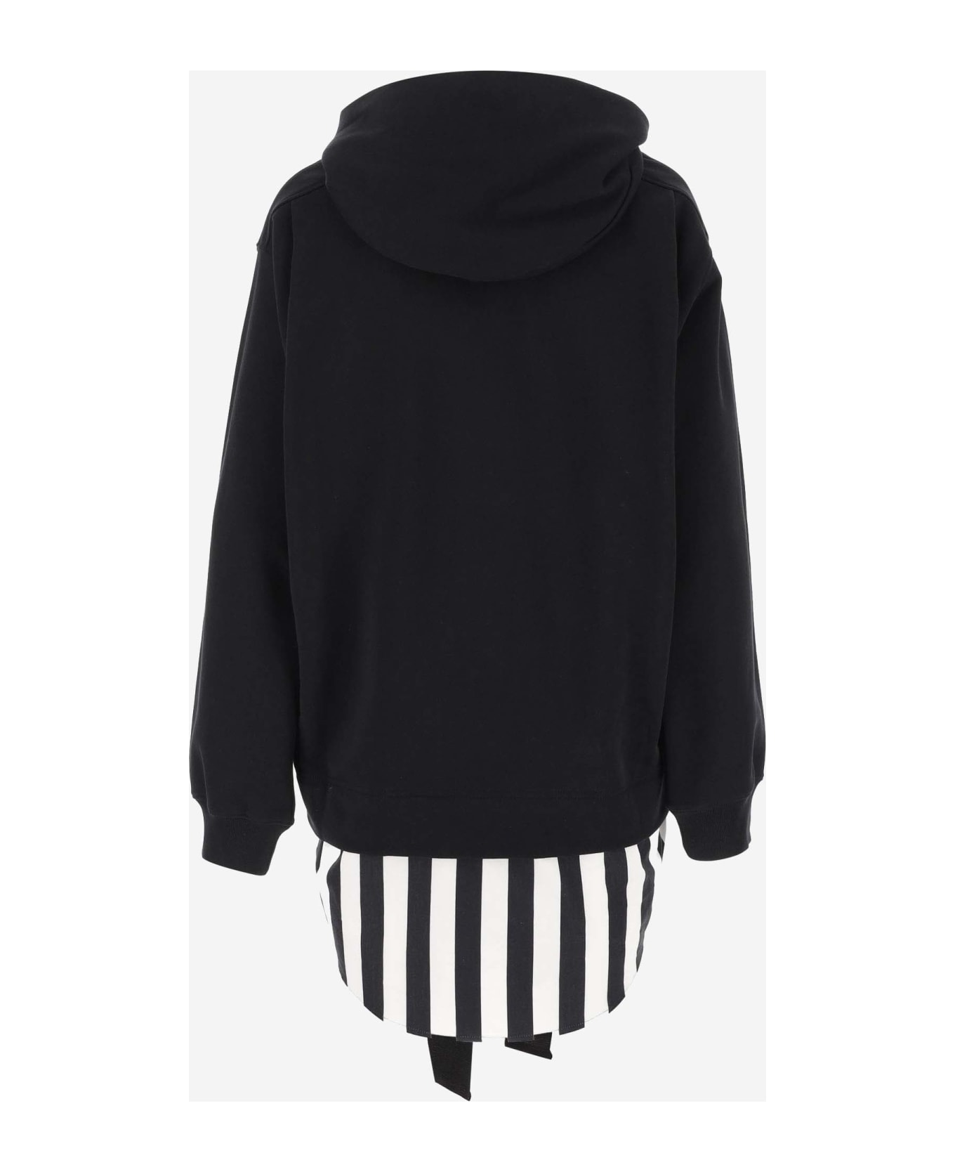 Patou Hoodie With Poplin Insert And Logo - Black