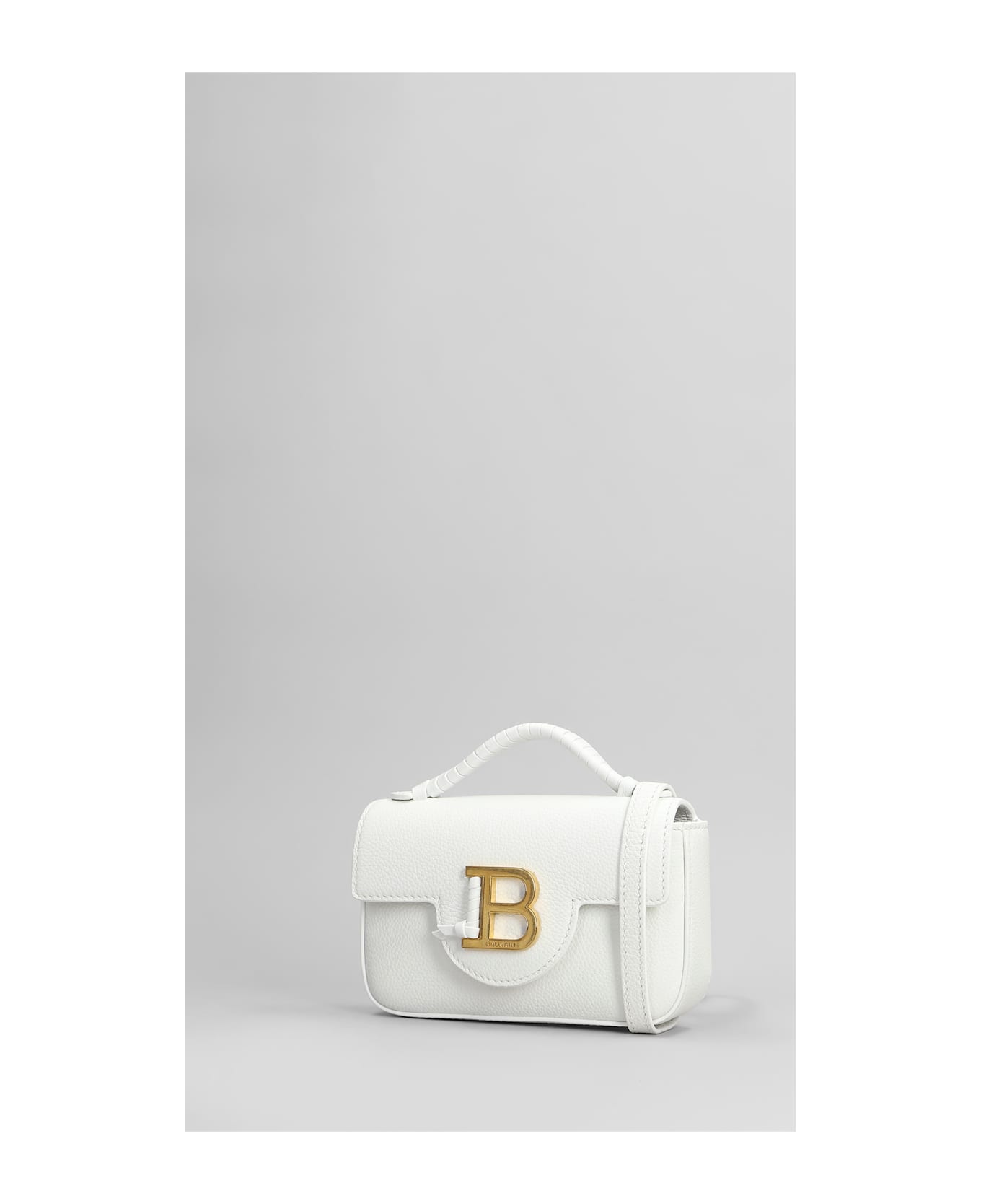 Balmain B Buzz Mini 17 Shoulder Bag In White Leather - white