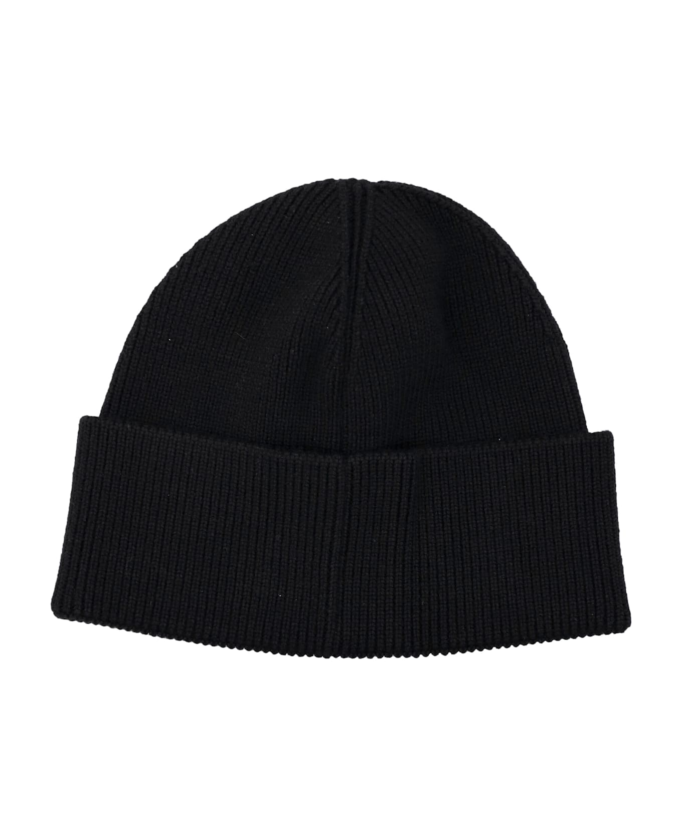 Marine Serre Merino Wool Ribbed Beanie - BLACK