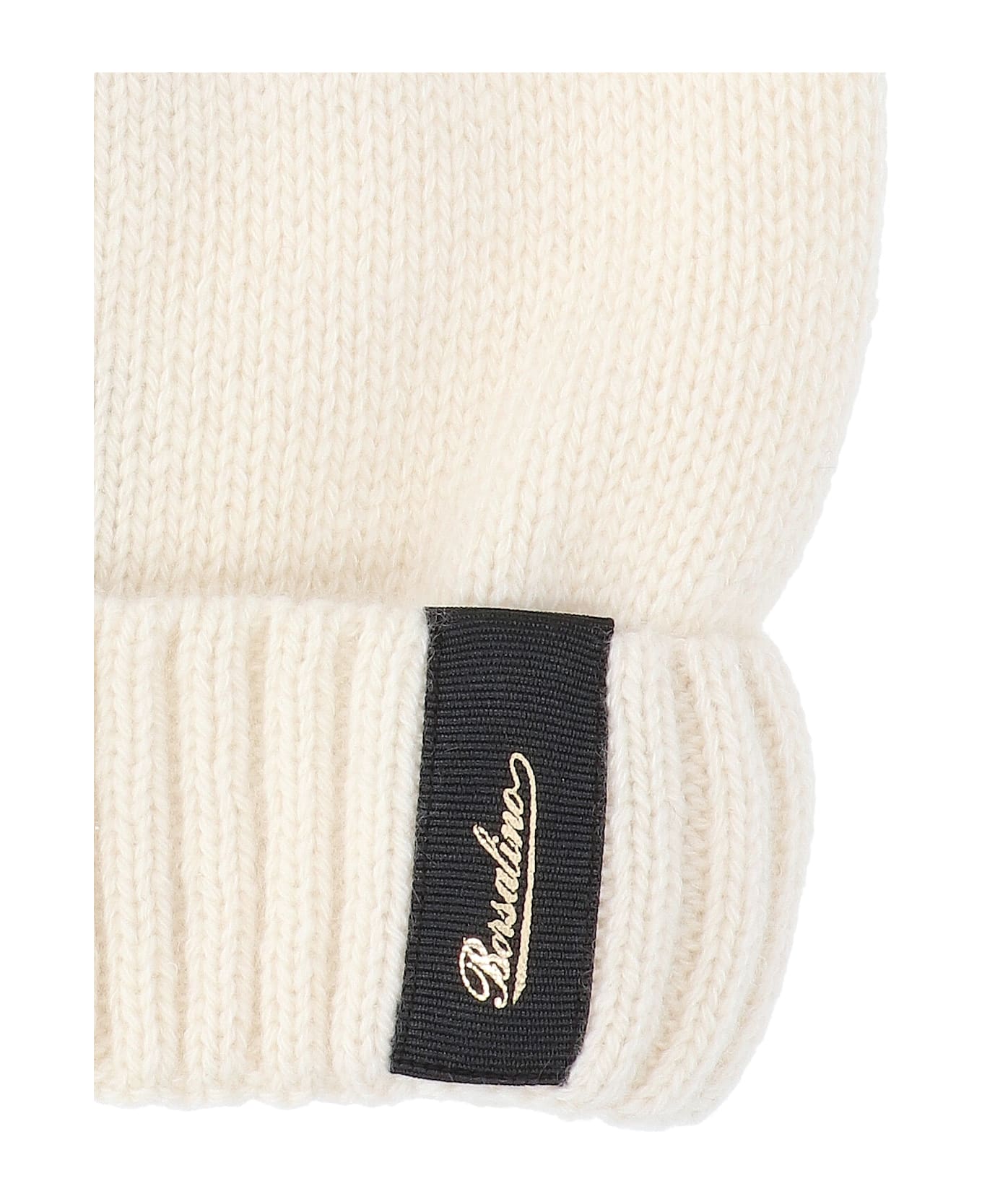 Borsalino Logo Beanie - Cream