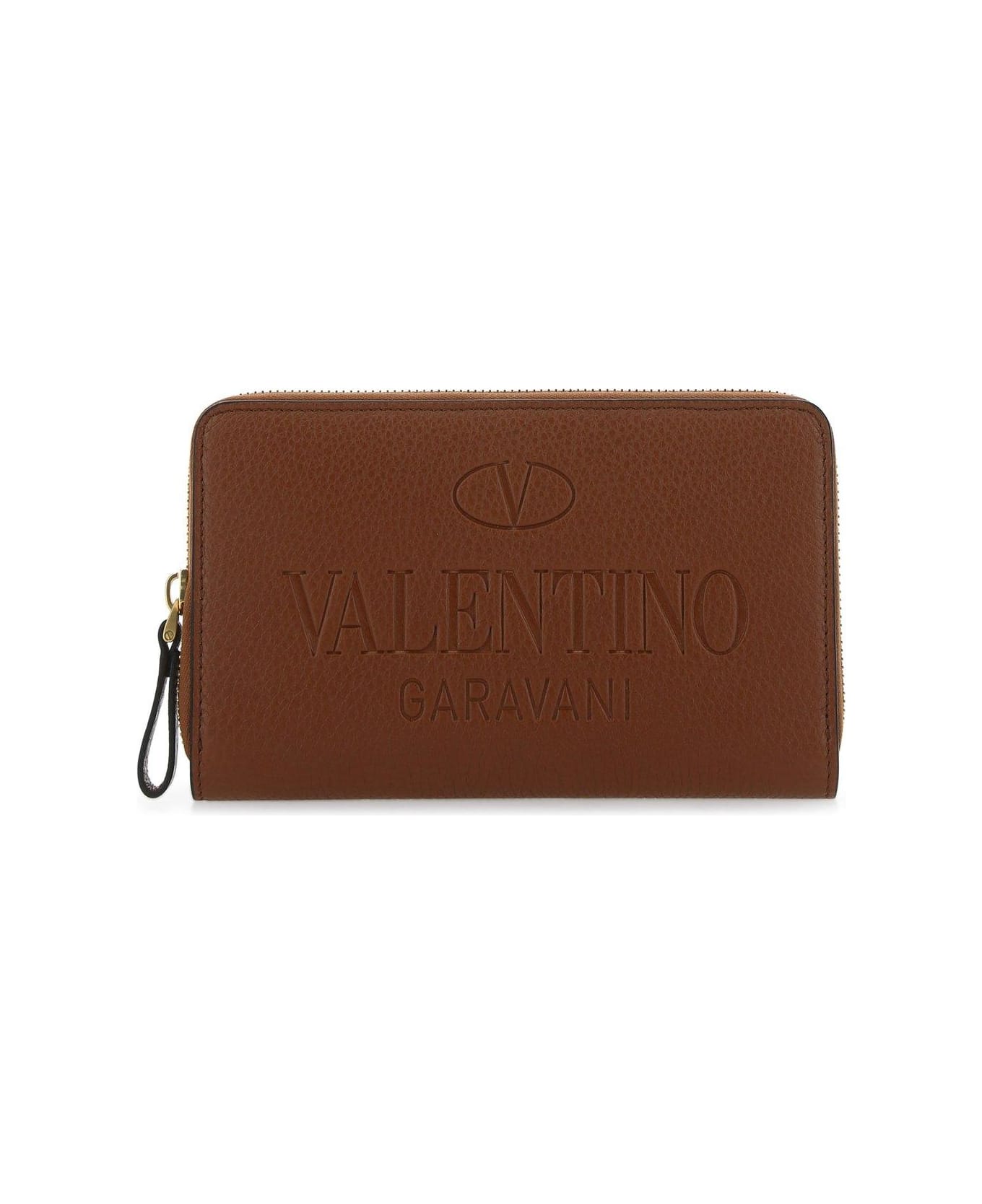 Valentino Garavani Logo Debossed Zip-up Wallet - Selleria/antique brass 財布