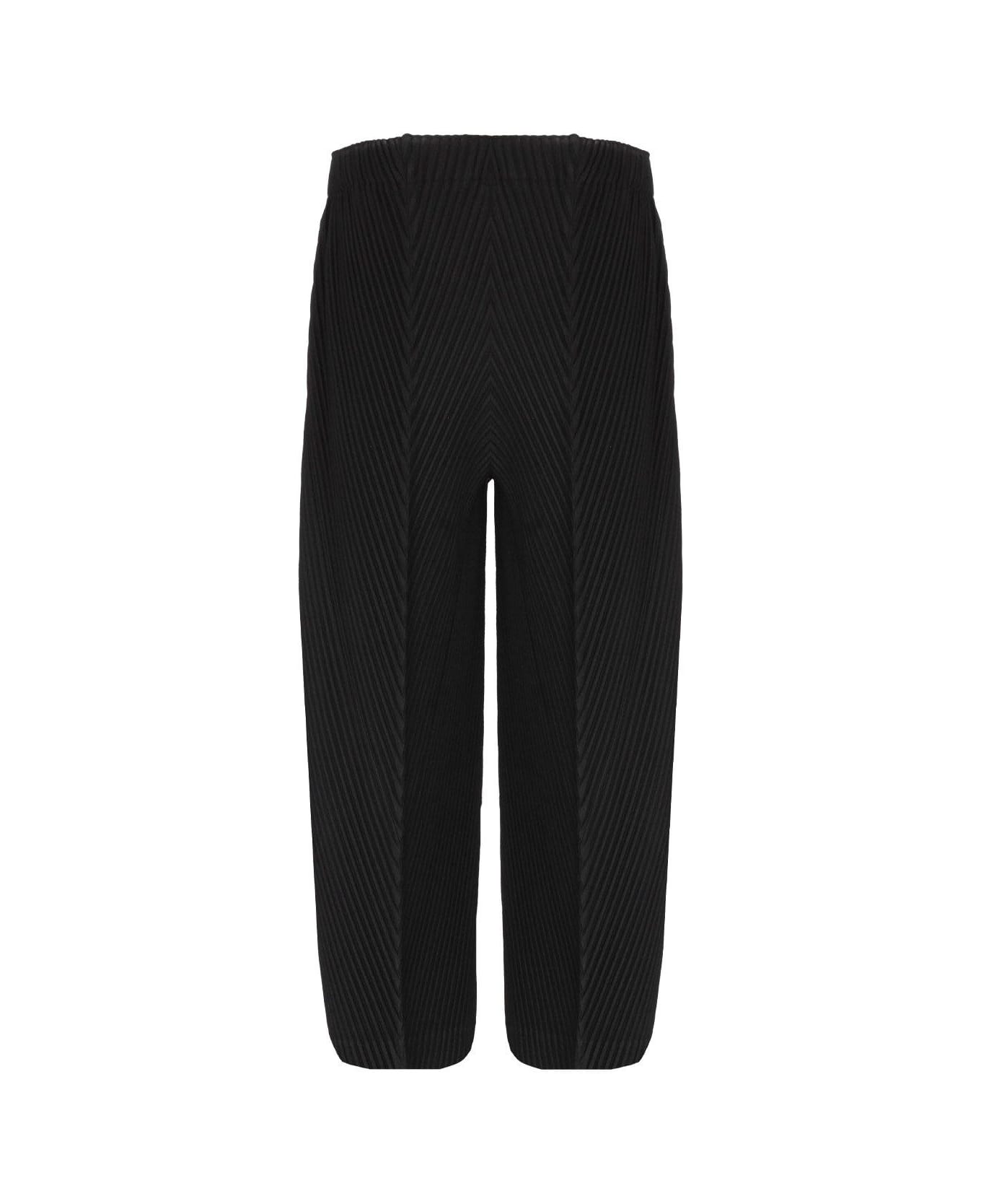 Homme Plissé Issey Miyake Pleated Cropped Trousers - Black