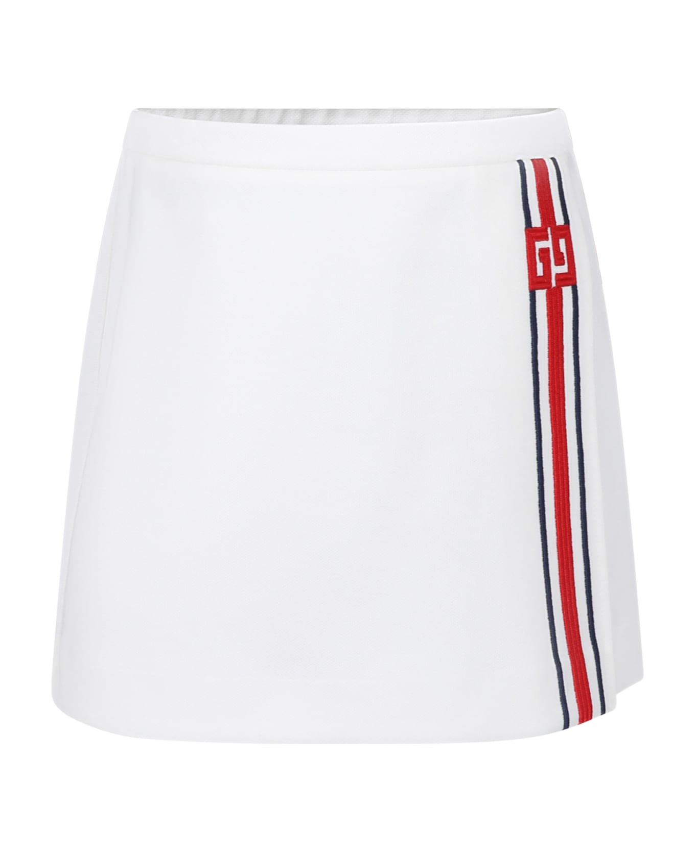 Gucci White Casual Skirt For Girl With Double G - White