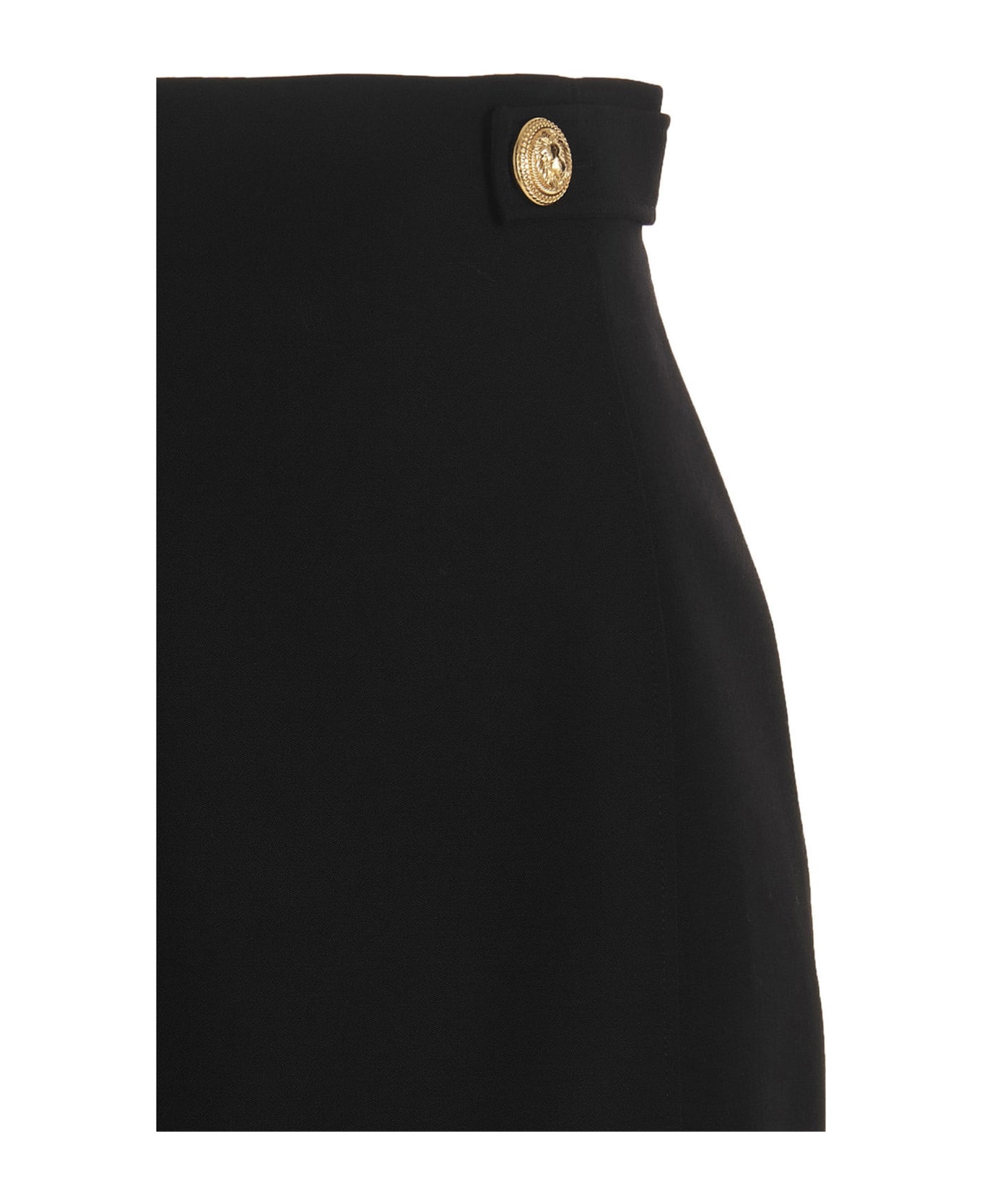 Balmain Logo Button Skirt - Black  