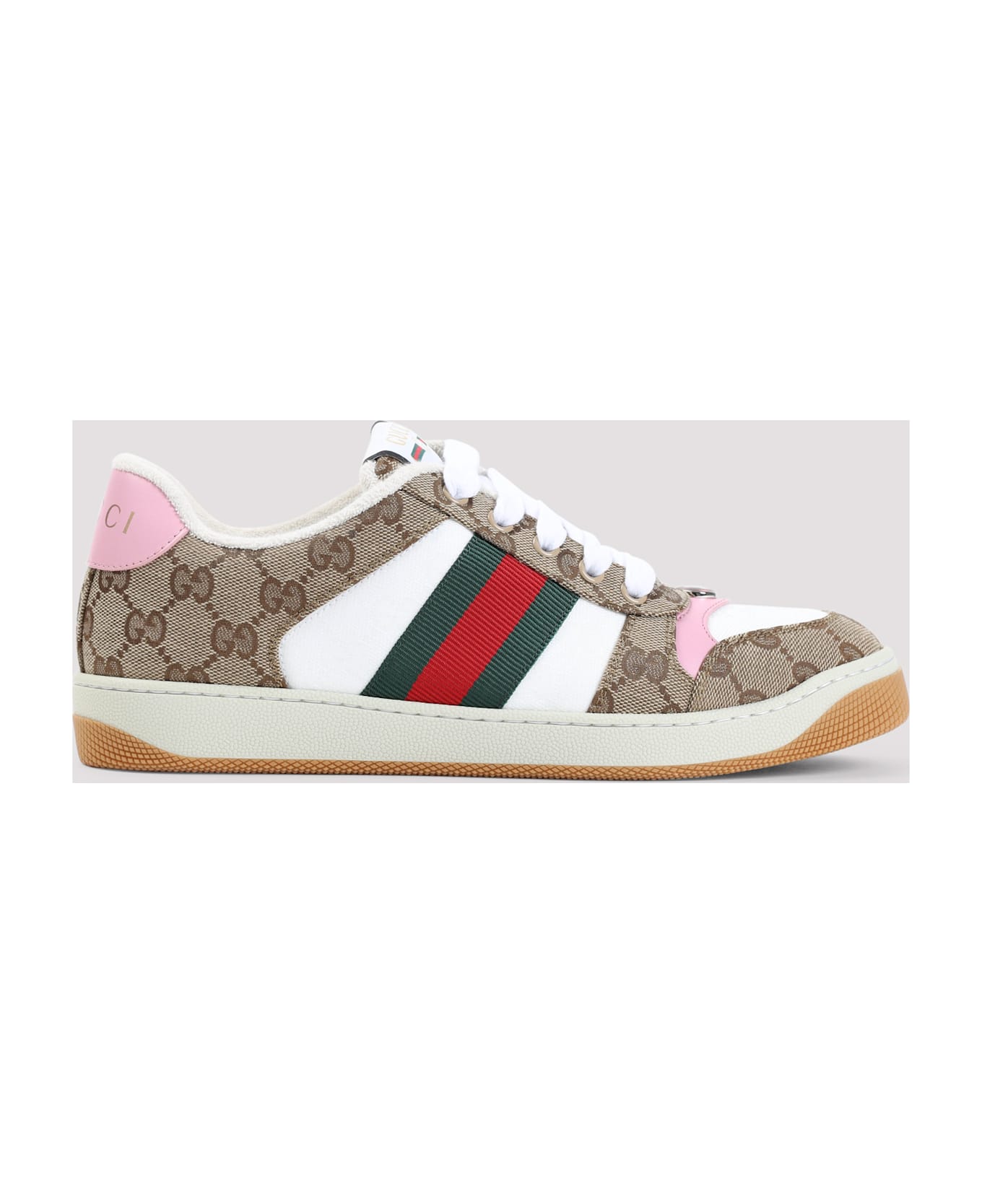 Gucci Screener Sneakers - Beige Ebony Pink