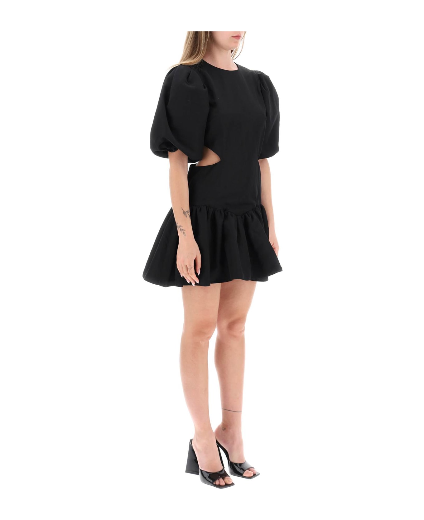 MSGM Mini Dress With Balloon Sleeves And Cut-outs - NERO (Black) ワンピース＆ドレス