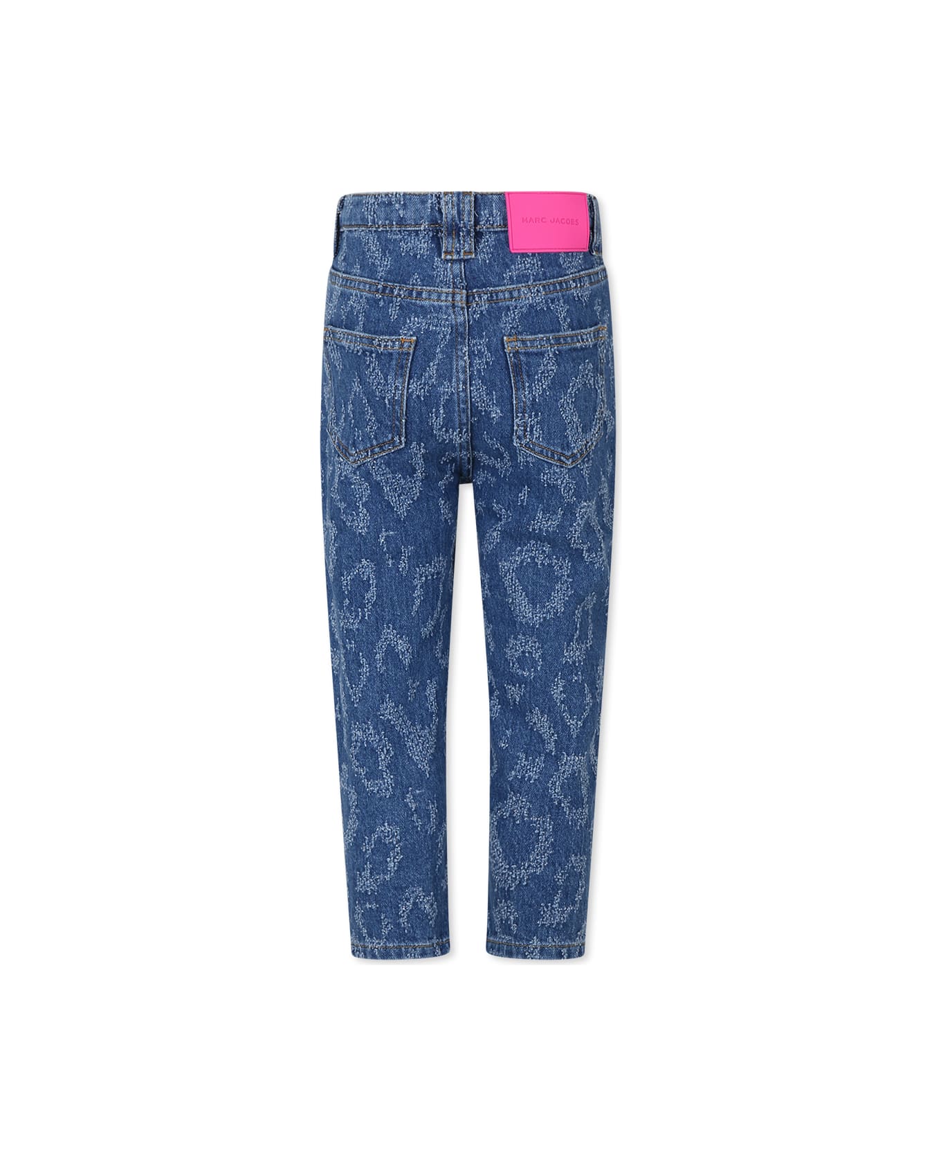 Little Marc Jacobs Blue Jeans For Girl With Leopard Print - Denim