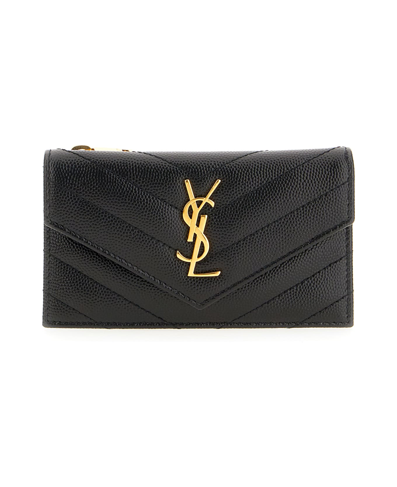 Saint Laurent Black Leather Card Holder - Nero