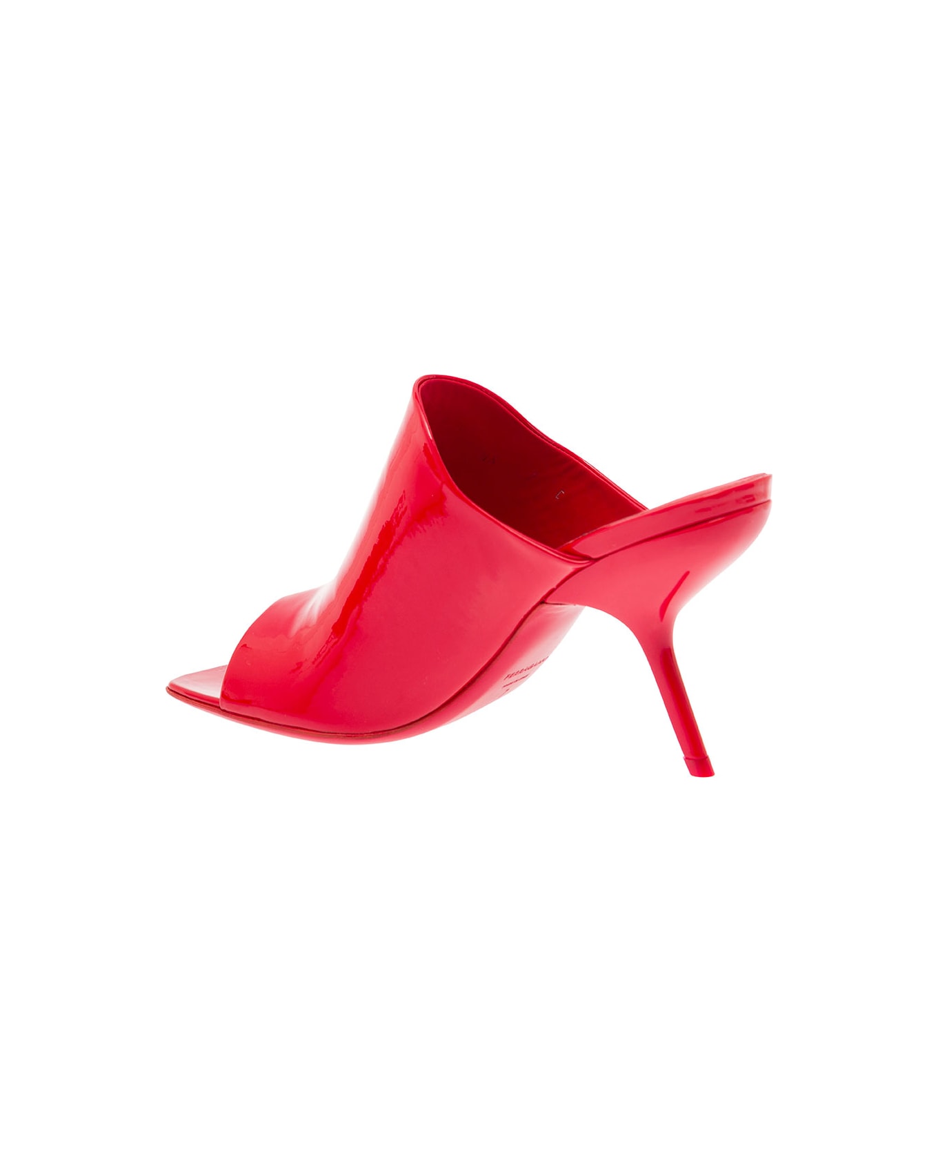 Ferragamo 'open Toe' Red Slide With Slanted, Contoured Heel In Patent Leather Woman - RED サンダル