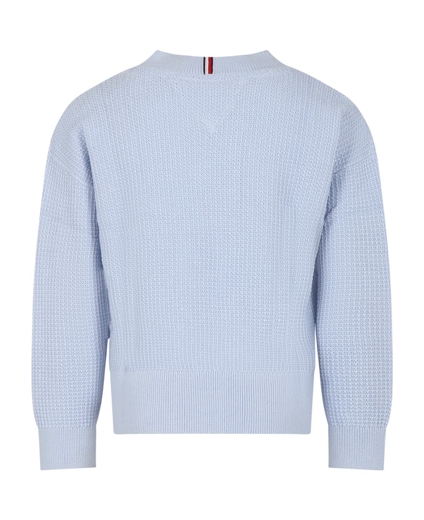 Tommy Hilfiger Sky Blue Sweater For Boy With Logo - Light Blue ニットウェア＆スウェットシャツ