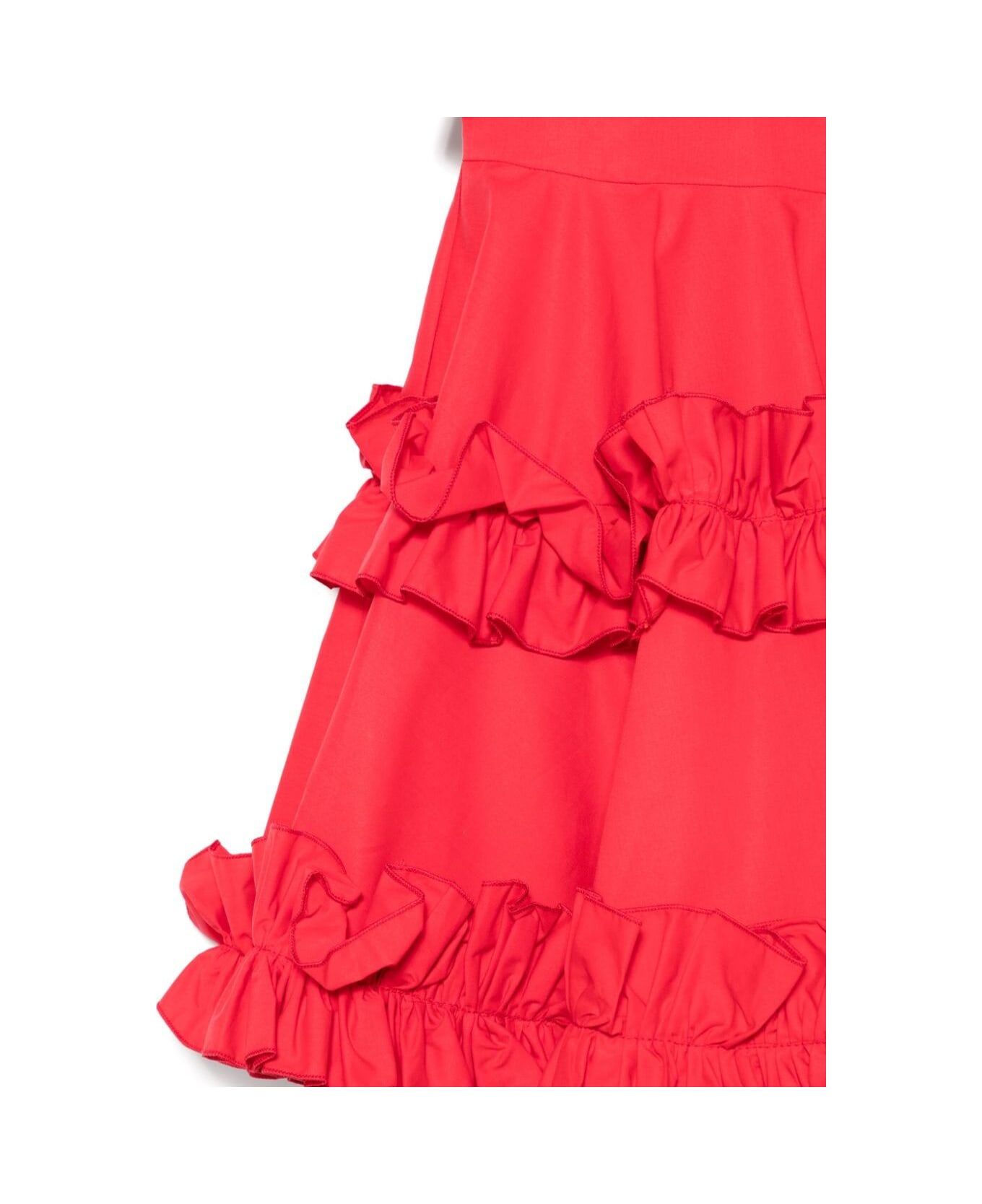 Monnalisa Red Sleeveless Dress With Round Neck And Ruches In Cotton Girl - Red