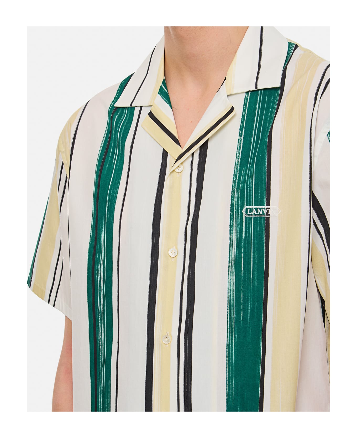 Lanvin Silk Printed Bowling Shirt - Green