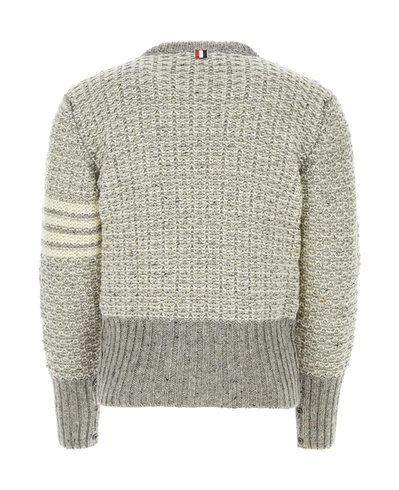 Thom Browne Melange Grey Wool Blend Sweater - LTGREY