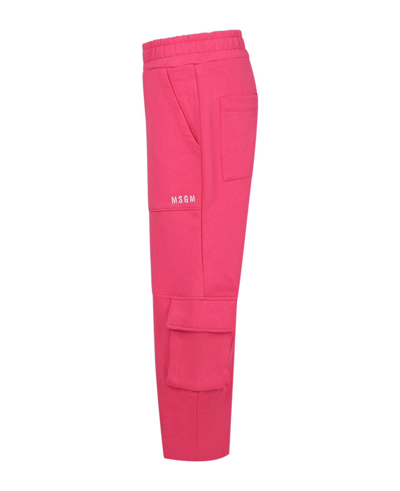 MSGM Fuchsia Trousers For Girl With Logo - Fuchsia ボトムス